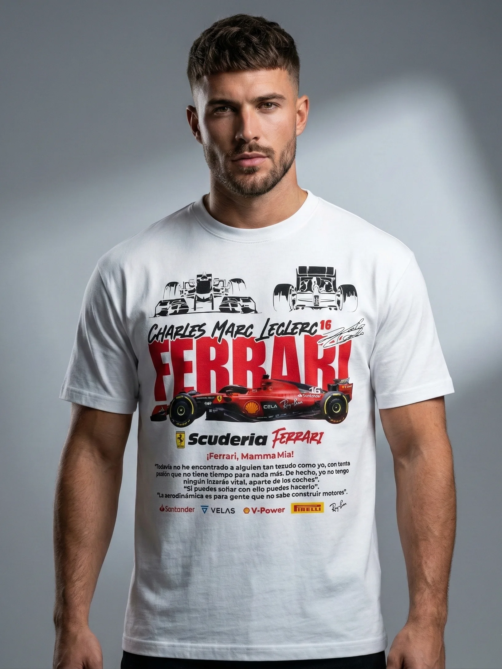 Ferrari F1 Charles Leclerc #16 T-Shirt | Rosso Corsa Team Livery | Scuderia Ferrari Clothing product image (1)