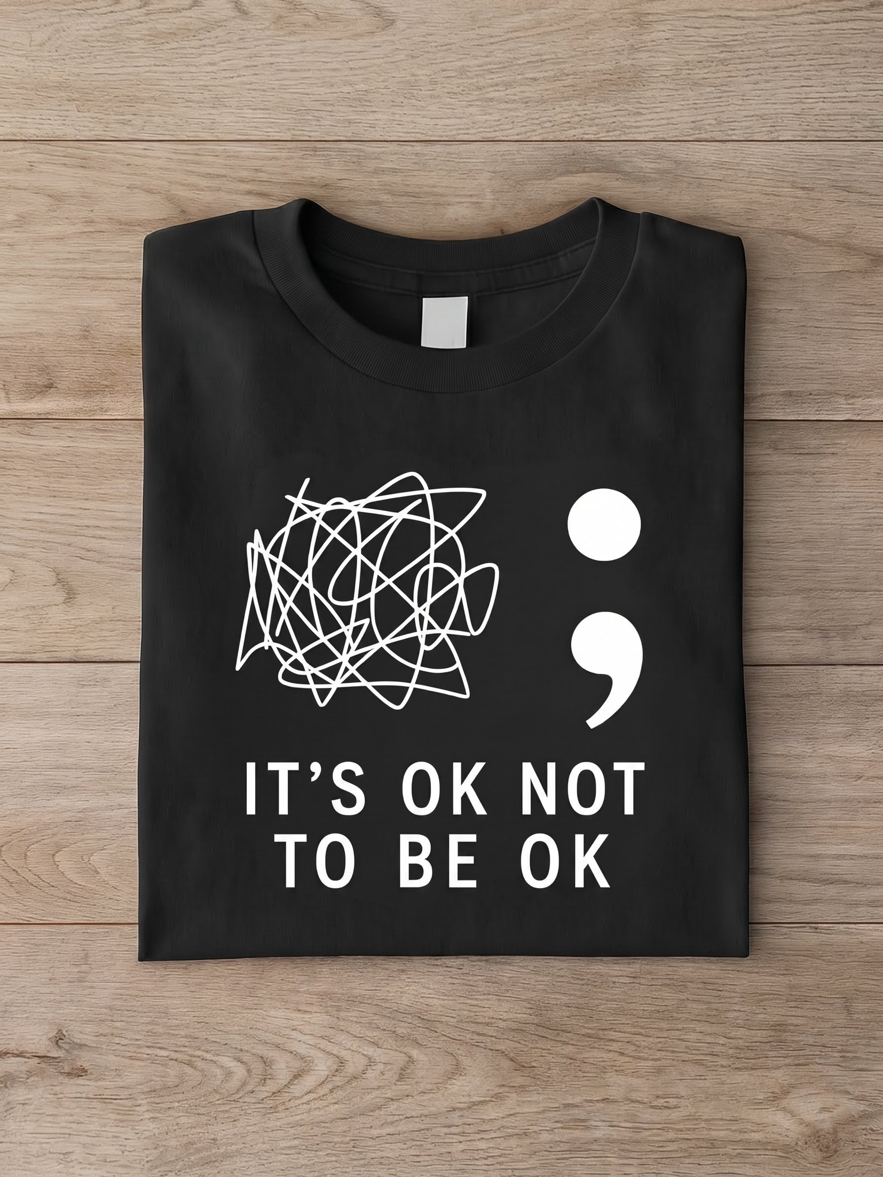 Semicolon It's OK Not To Be OK T-Shirt – Mental Health Awareness Tee | The Rest Club Co. product image (4)