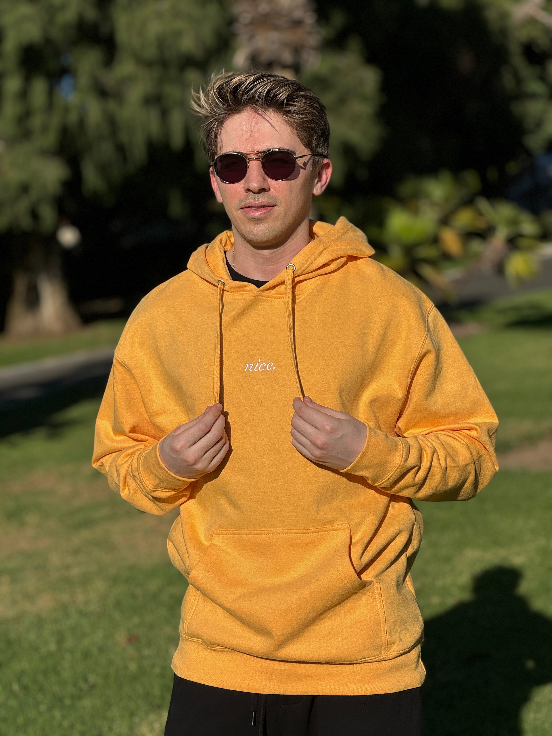 Nice. Embroidered Hoodie (Peach/White) product image (4)