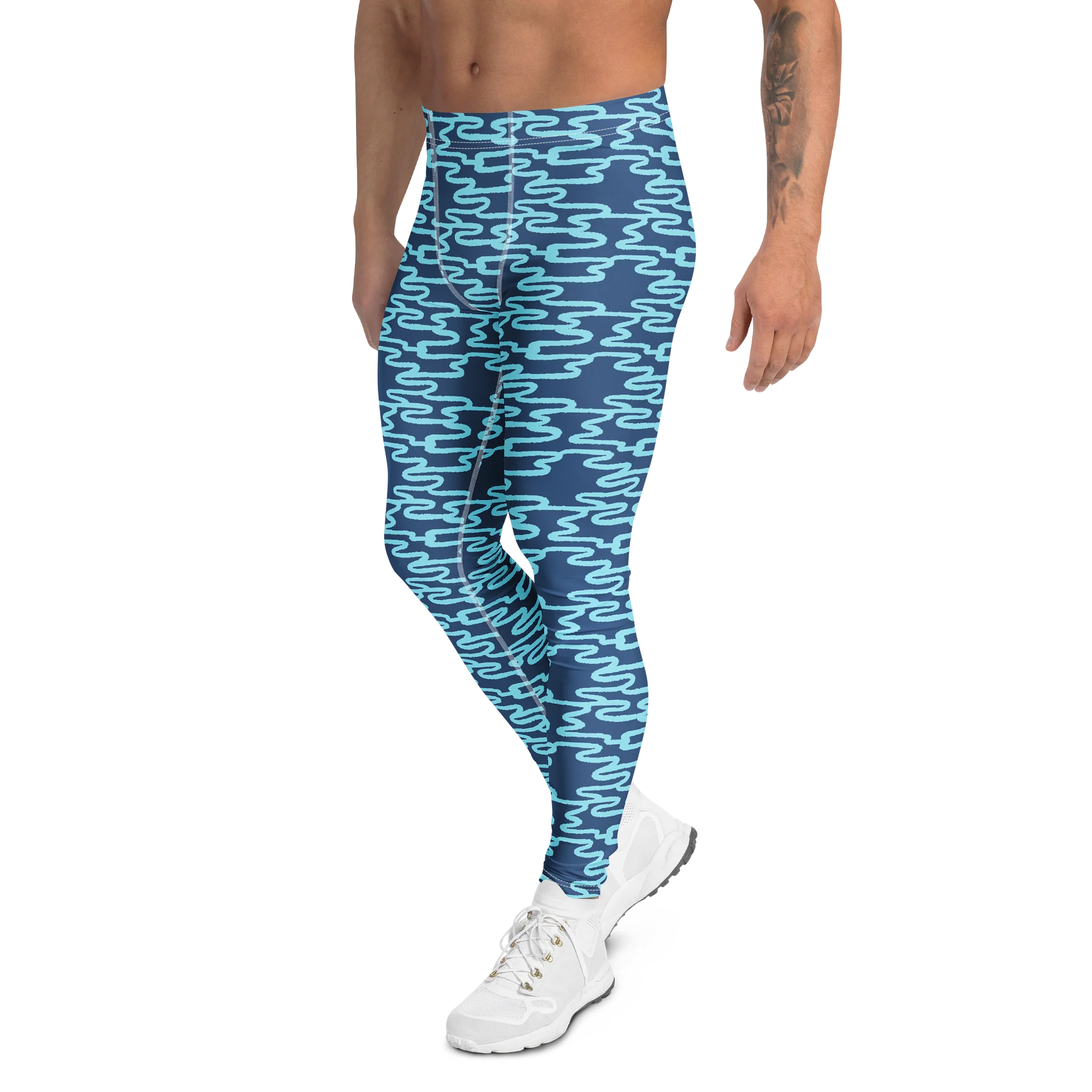 Wavy Lines Pattern Men's Leggings for Active Wear product image (4)