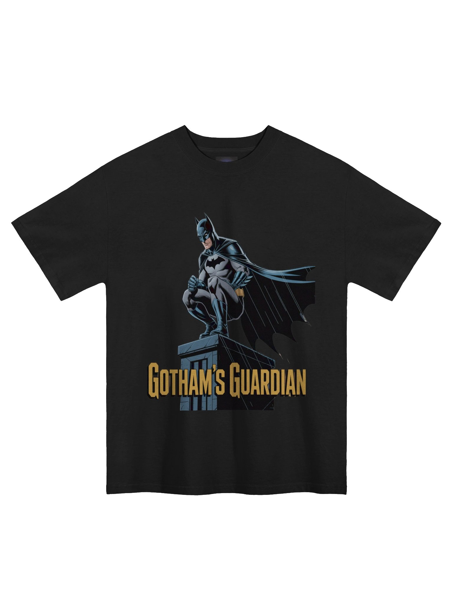 Perched Protector: Gotham's Guardian Batman Oversized Faded T-Shirt product image (3)