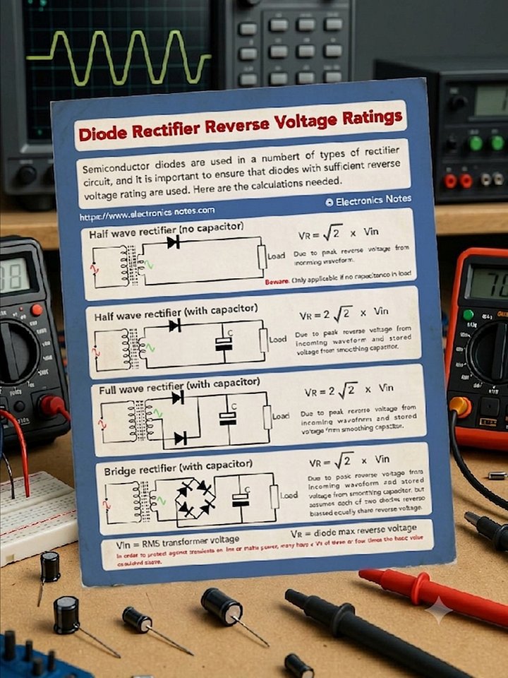 Diode Rectifier Voltage Ratings Downloadable Infographic Crib Sheet product image (1)