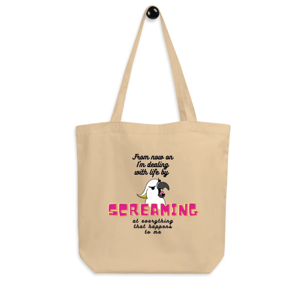 Screaming Cockatoo With Text Totebag / Oyster product image (3)