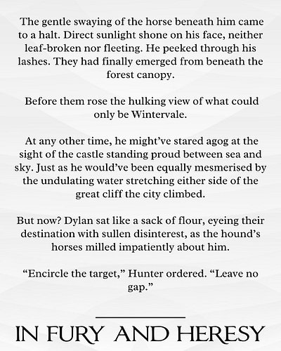 This week's snippet from the prologue of my m/m romantic fantasy wip, In Fury and Heresy.

#queerbooks #mmromance #queerfanta...