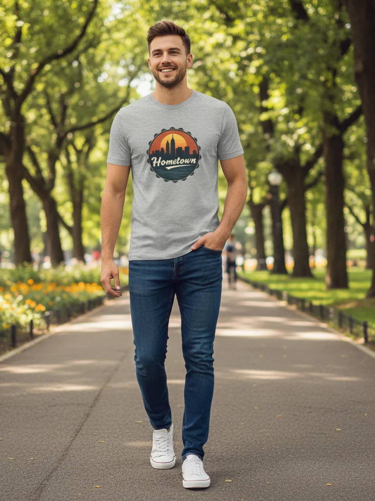 Hometown Vintage City Skyline T-Shirt - Retro Urban Cityscape Tee - Bella Canvas 3001 Unisex Shirt product image (5)