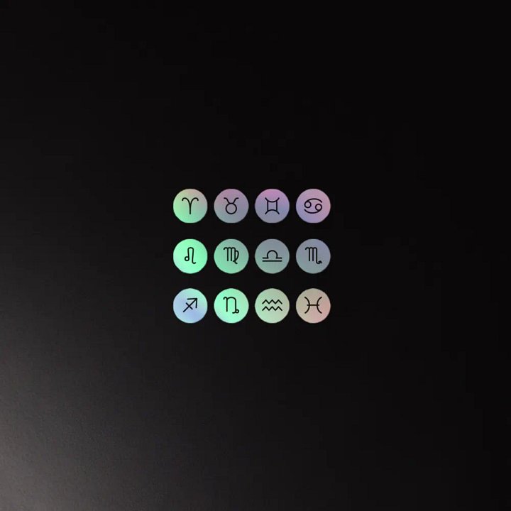 Zodiac Symbols (circle style) - Holographic Sticker Set product image (1)