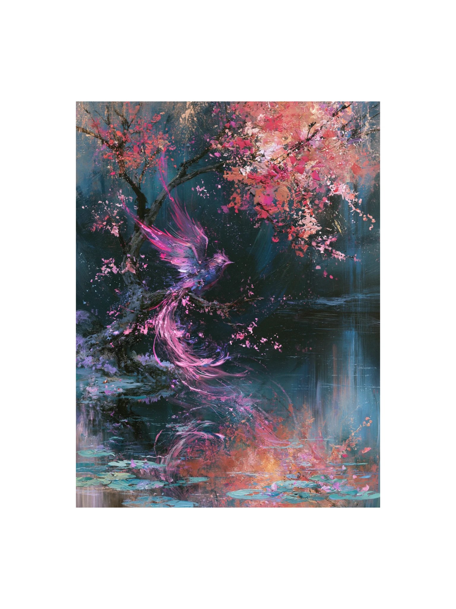 Fantasy Phoenix Art Print — Phoenix in the Blossom Pond product image (5)