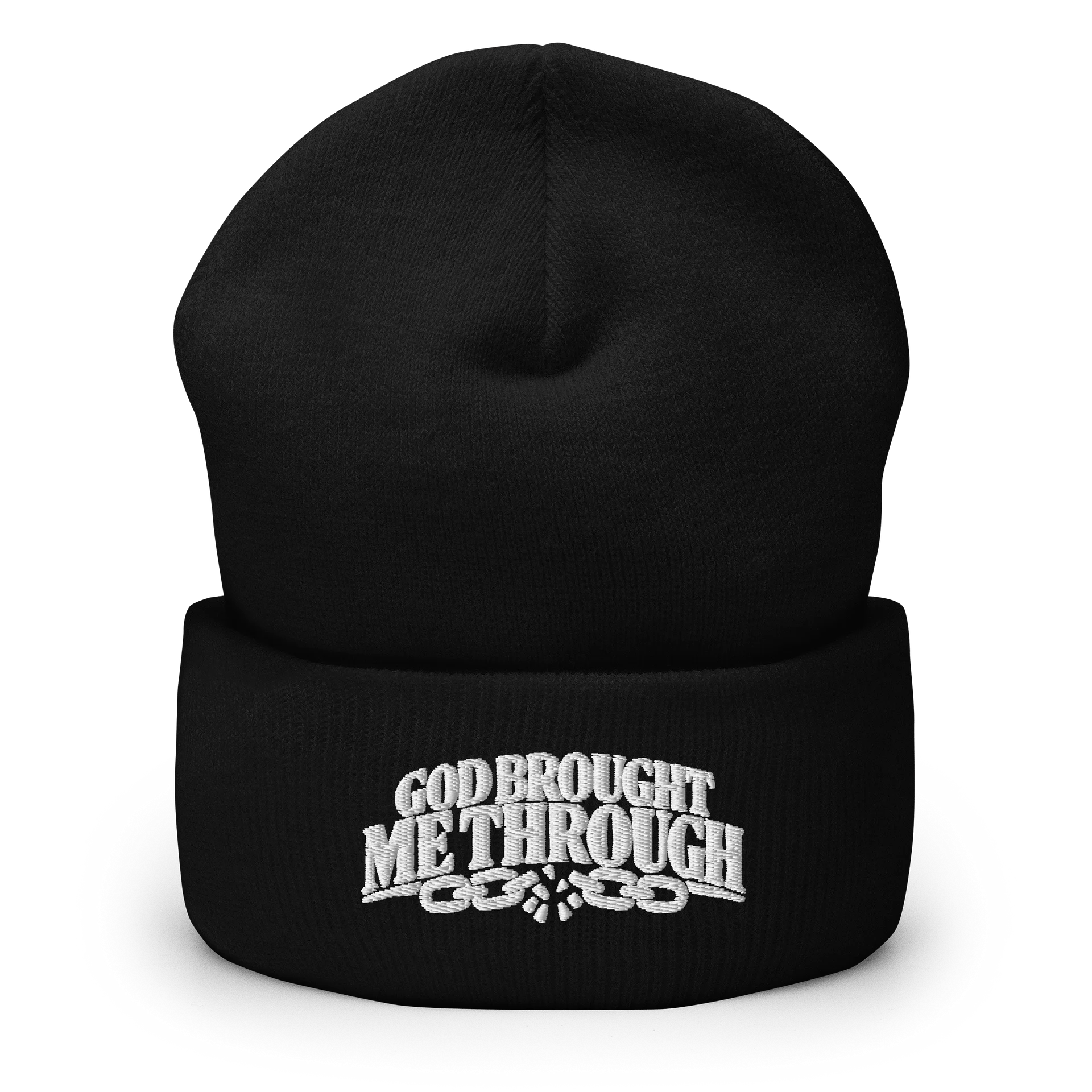 God Brought Me Through Embroidered Beanie product image (1)