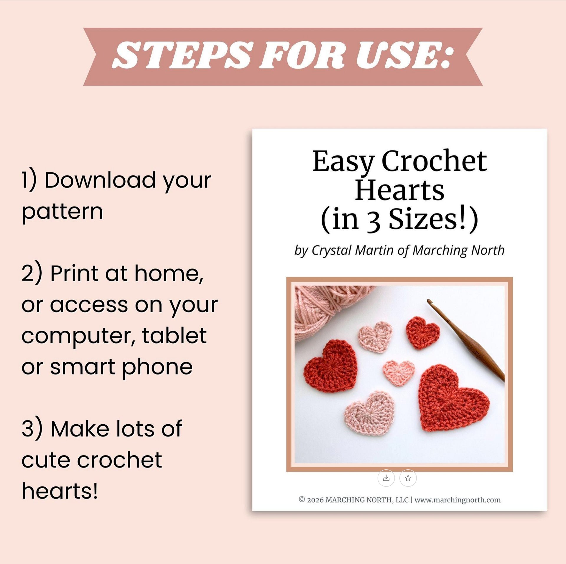 Easy Crochet Hearts - 3 Sizes (Digital PDF Pattern) product image (6)