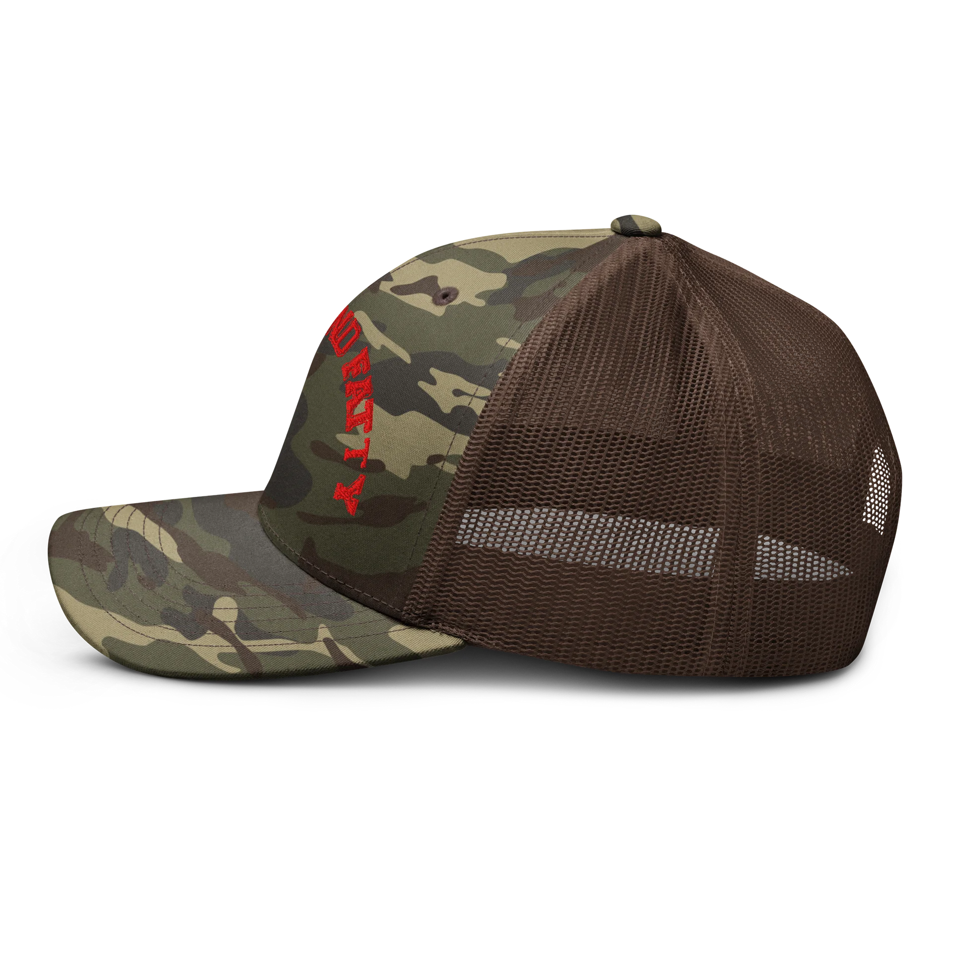 hubert and fatty embroidered camo hat product image (3)