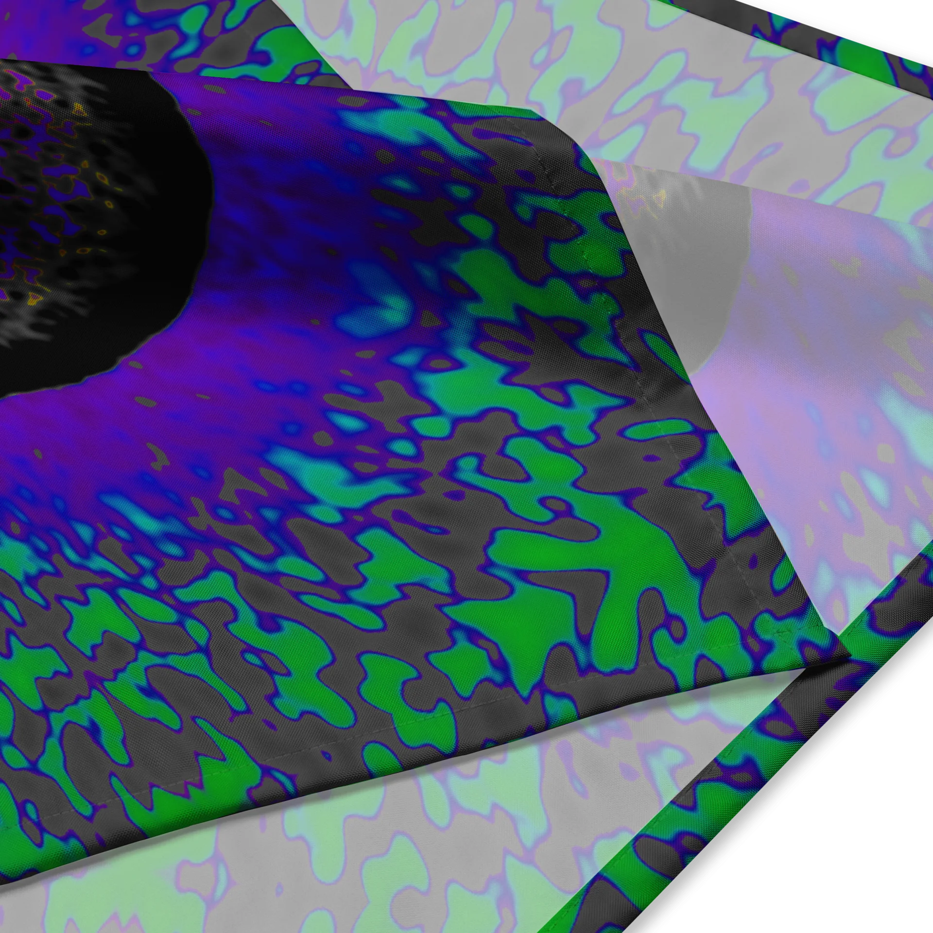Neon 90s Flower Bandana, Purple Pink Green Retro Fashion, Kaleidoscope Psychedelic Art product image (2)