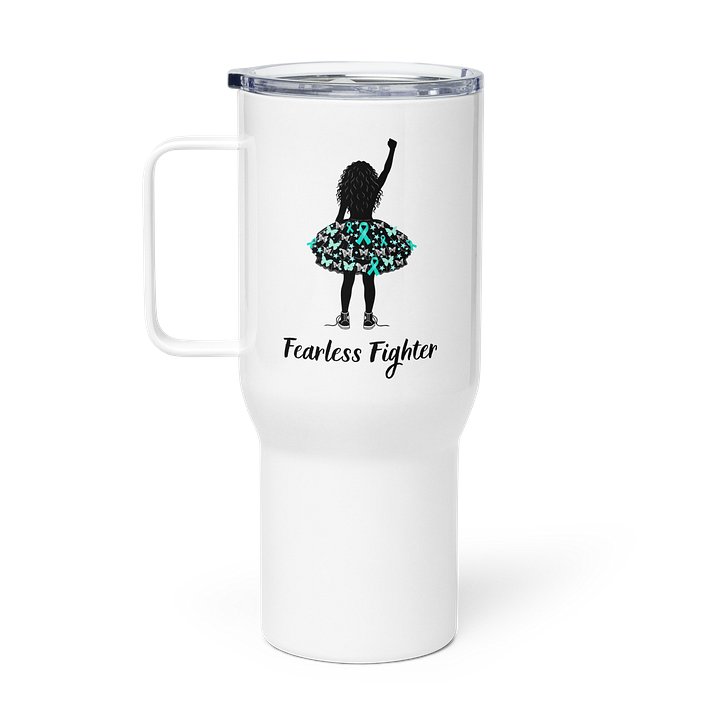 Ovarian Cancer - Fearless Fighter Travel Mug with Handle product image (1)