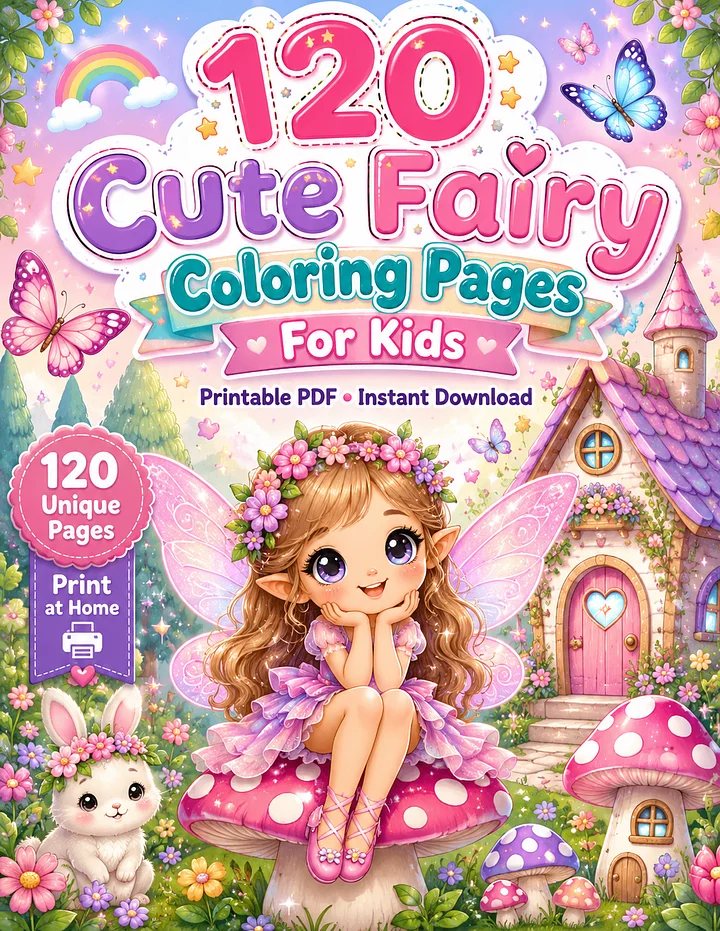 Cute Fairy Coloring Pages for Kids product image (1)