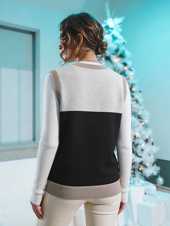 Knitted V-Neck Vest-Fawn product image (2)