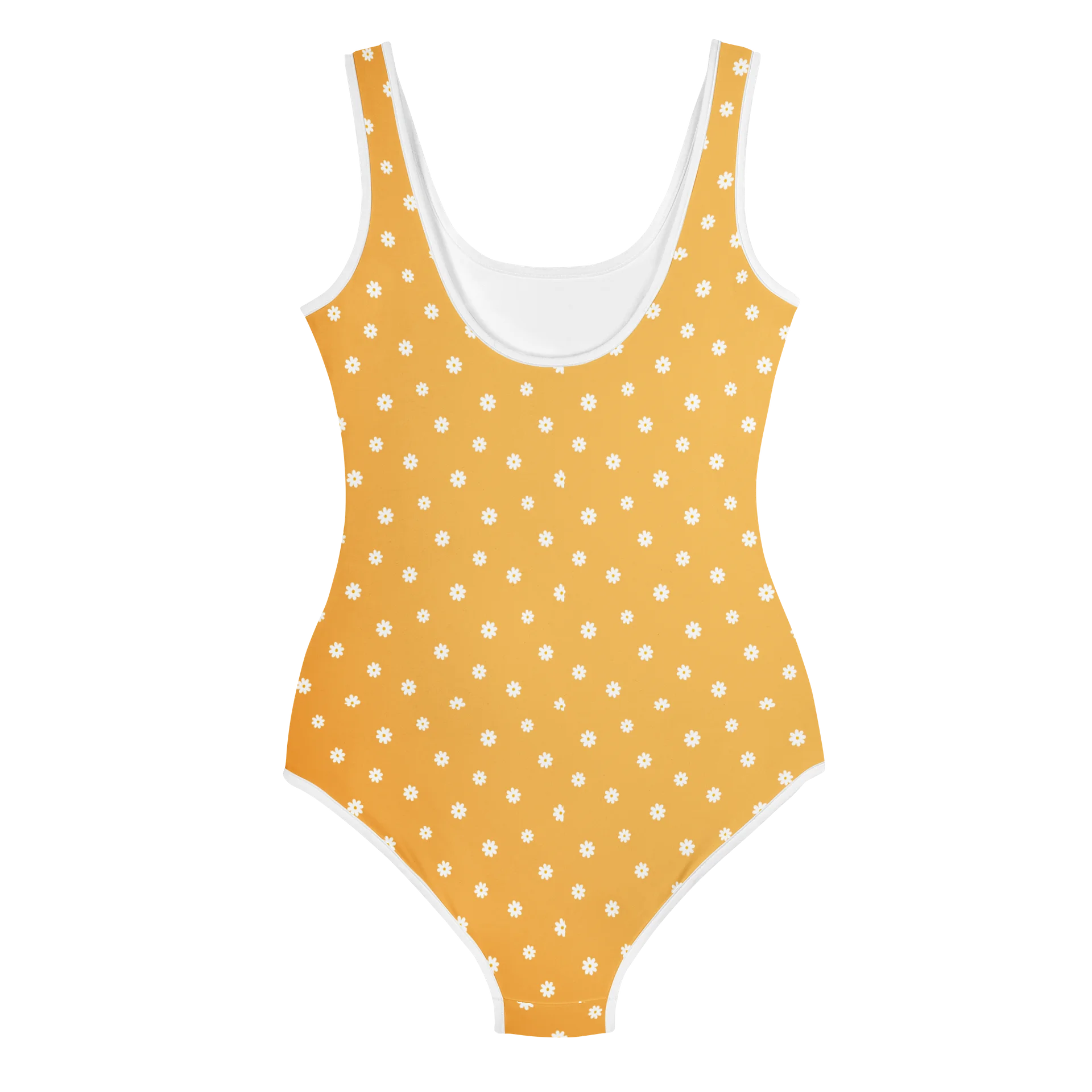 Mustard Daisy Print One-Piece Youth Swimsuit product image (2)