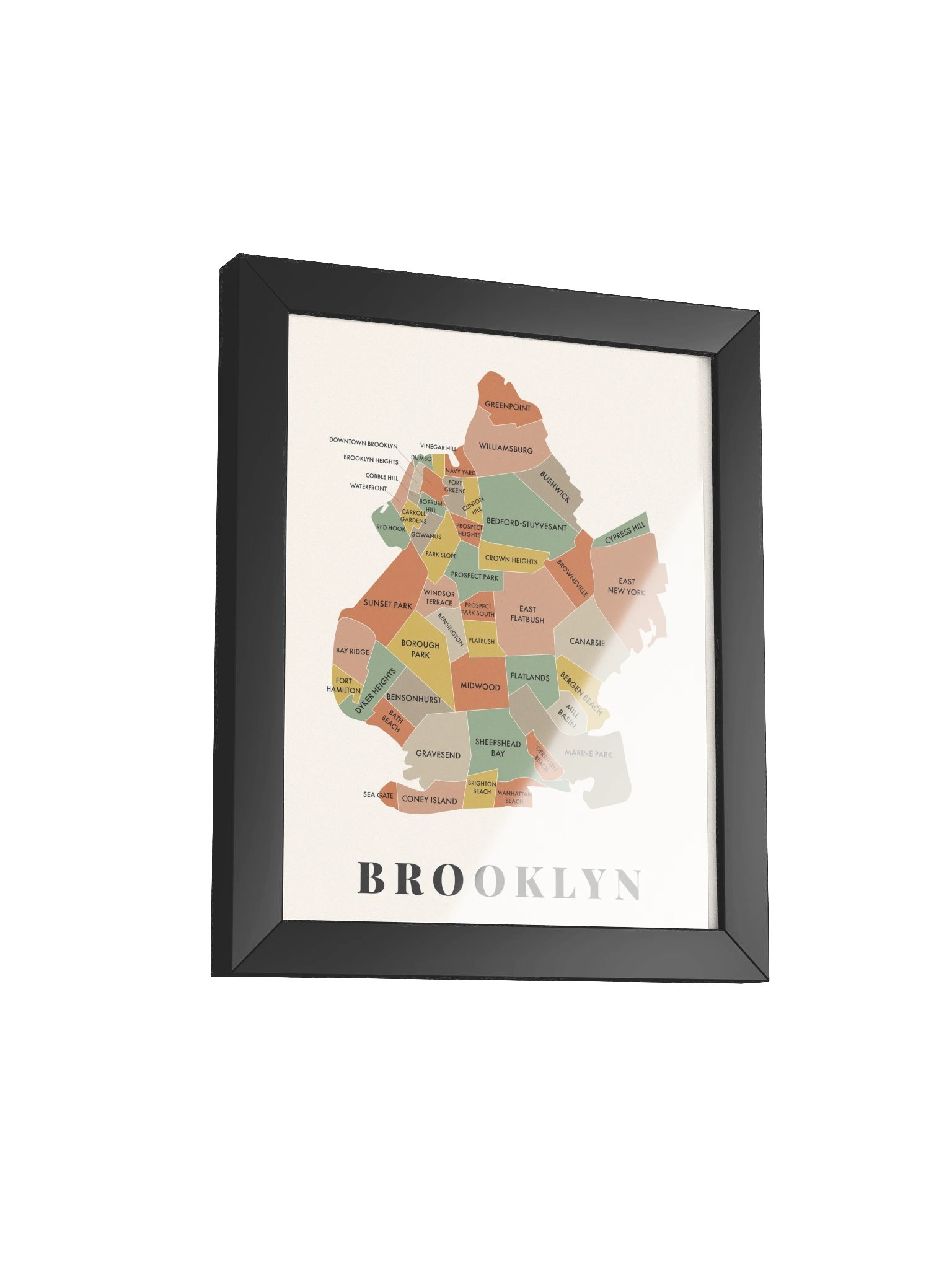 Brooklyn Neighborhood Map (Earth) | Framed product image (2)