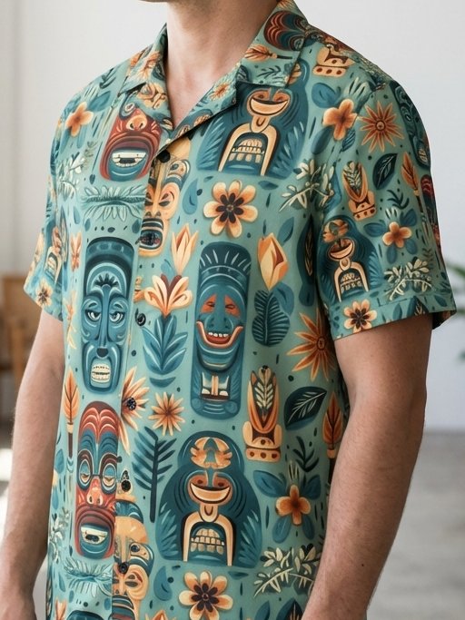 Tropical Tiki Mask Hawaiian Shirt product image (5)