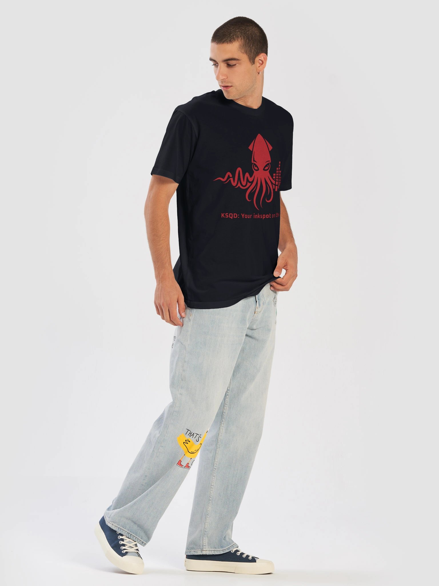 KSQD “Soundwave Squid” Premium Crew Neck Tee (Red Squid) product image (1)