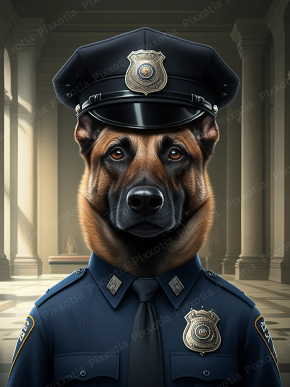 Custom Pet Portrait in Police Uniform | Digital Download | Pet Photo with Police Cap & Silver Badge | Funny Police Pet Art Gift product image (1)