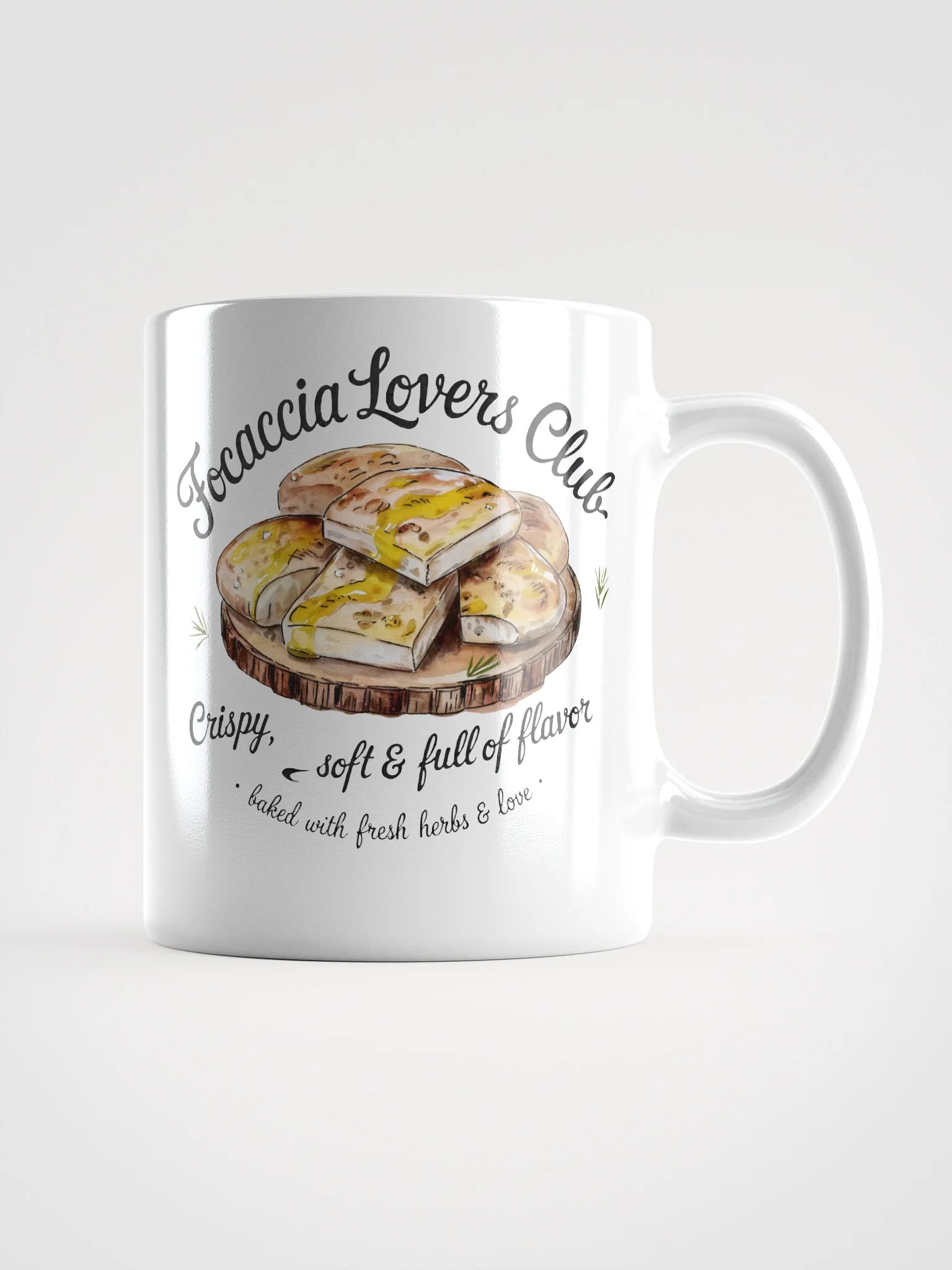 Focaccia Lovers Club White Glossy Mug product image (2)