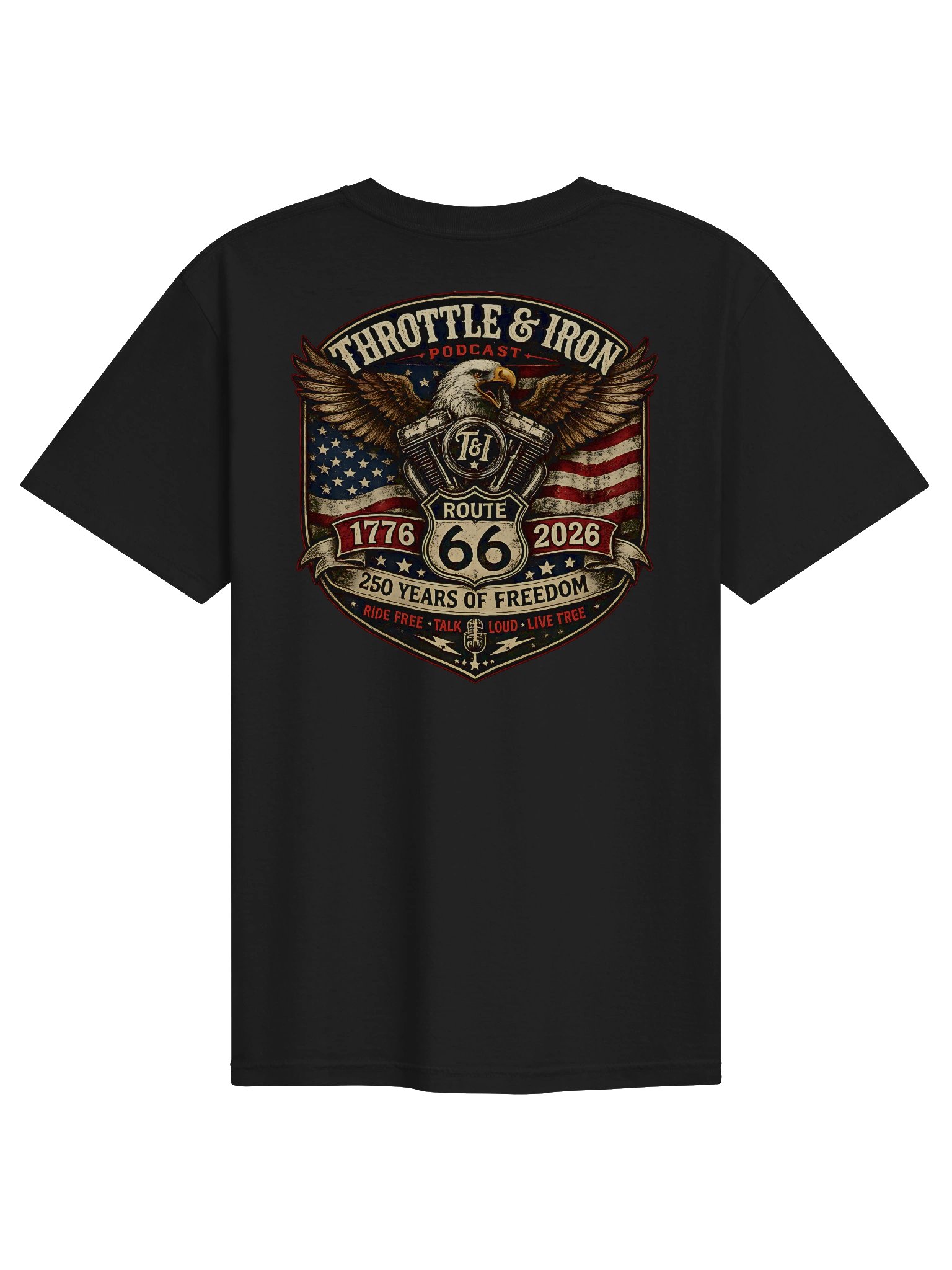 Throttle & Iron Route 66 Freedom Tour 2026 Heavyweight Tee (Pocket Back) product image (2)