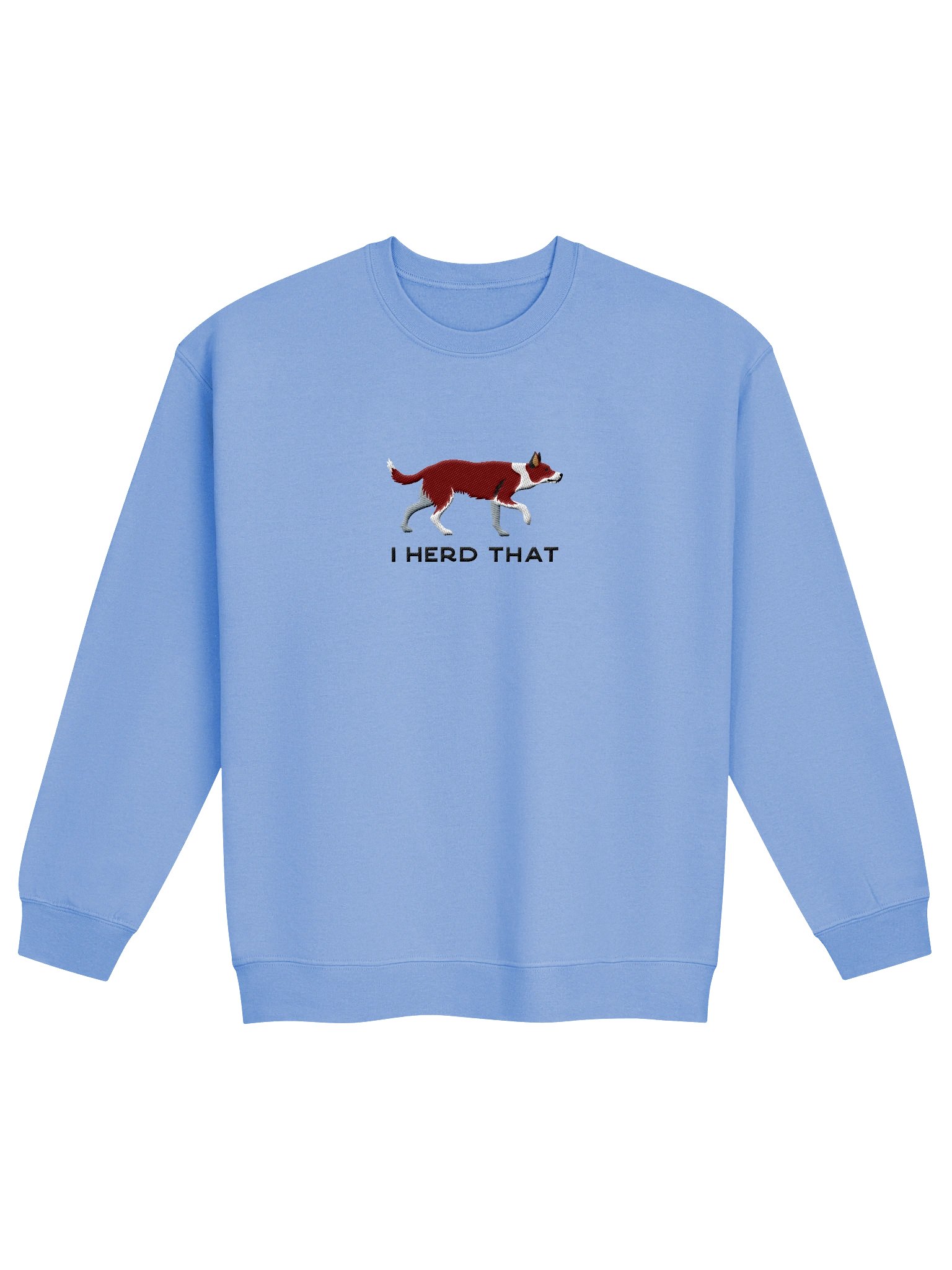 I Herd That Sweatshirt (Embroidered) of a Smooth-Coated Border Collie(Red & White) product image (4)