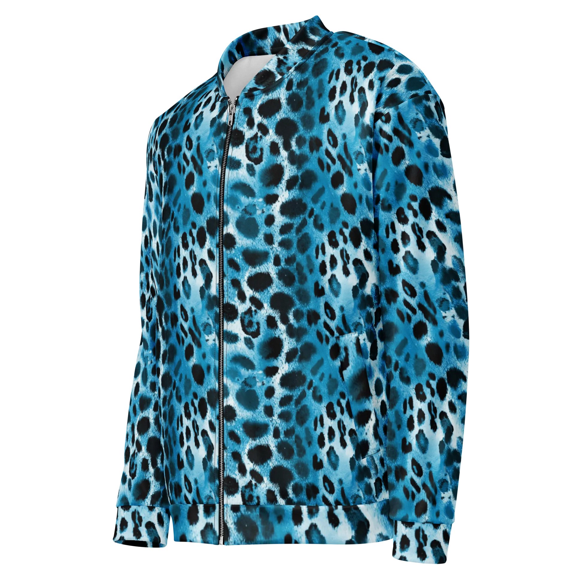 Blue Leopard Bomber Jacket product image (3)
