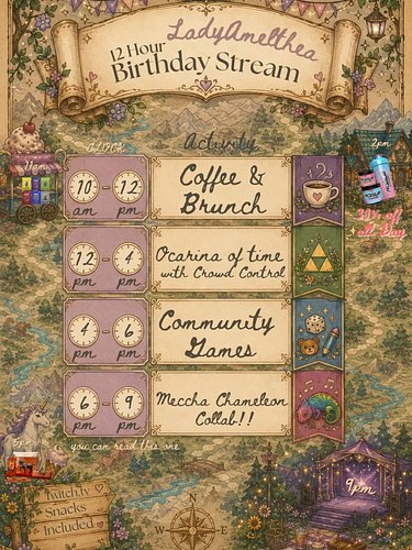 It's my birthday!! I'll be live on twitch all day because that's where I wanna be! 10am-10pm

Yapping, Zelda, Community games...