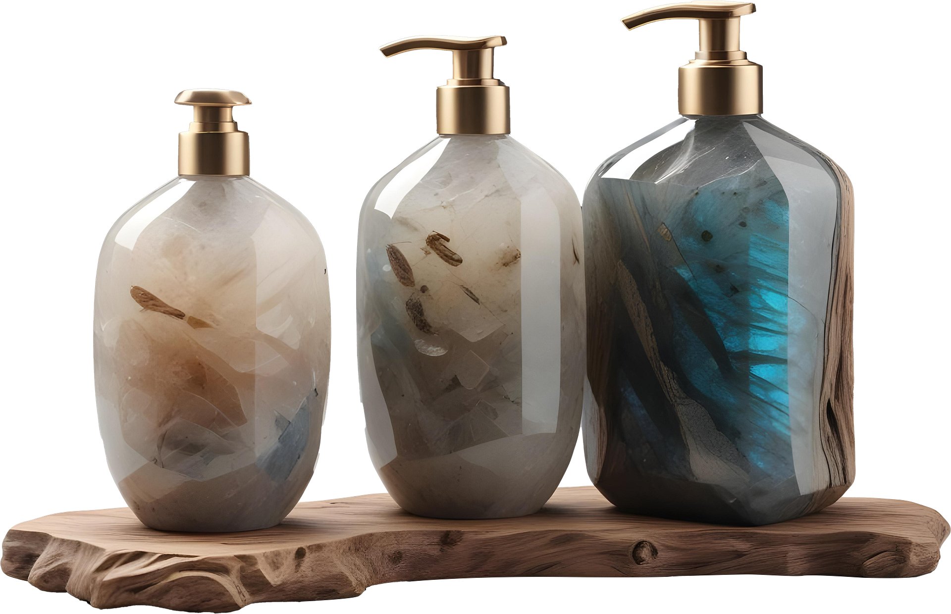 Celestial Grace – Trio of Geode Soap Dispensers PNG product image (1)