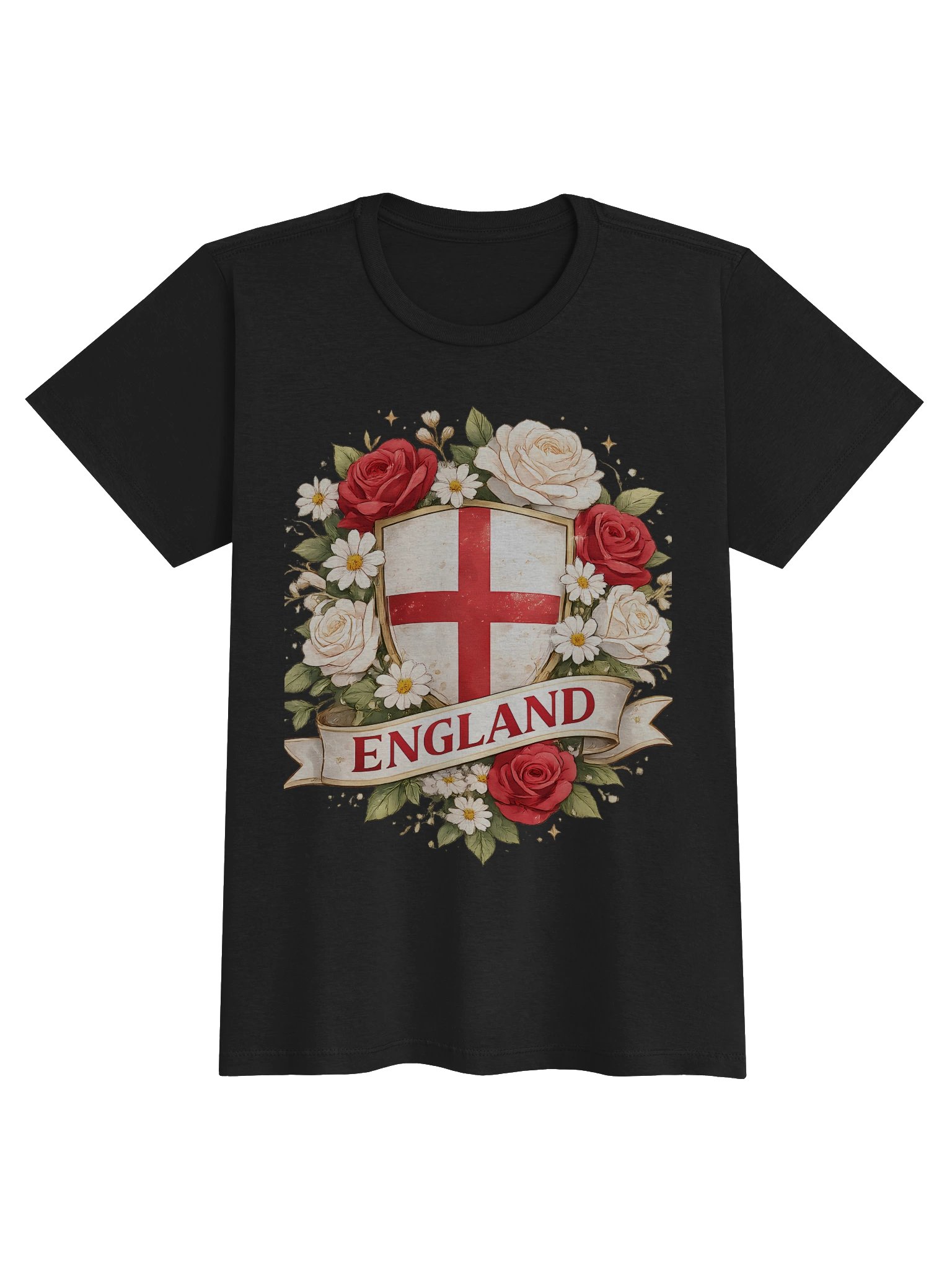England Heritage Women’s T-Shirt | English Rose & St. George Shield Graphic – Vintage Supporters Tee product image (2)