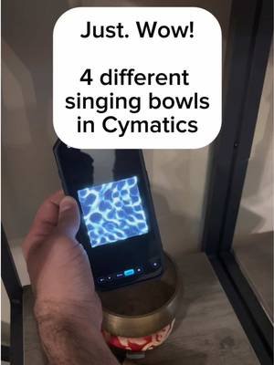 THIS ISN’T RANDOM. A singing bowl vibrates in multiple resonant modes at once. Change the bowl— and its entire frequency signature changes. 4 SINGING BOWLS. 4 COMPLETELY DIFFERENT PATTERNS. SYQEL CYMATICS SEE THE FREQUENCIES WITHIN SOUND.#cymatics #soundvisualization #frequency #syqel #soundvisualization 