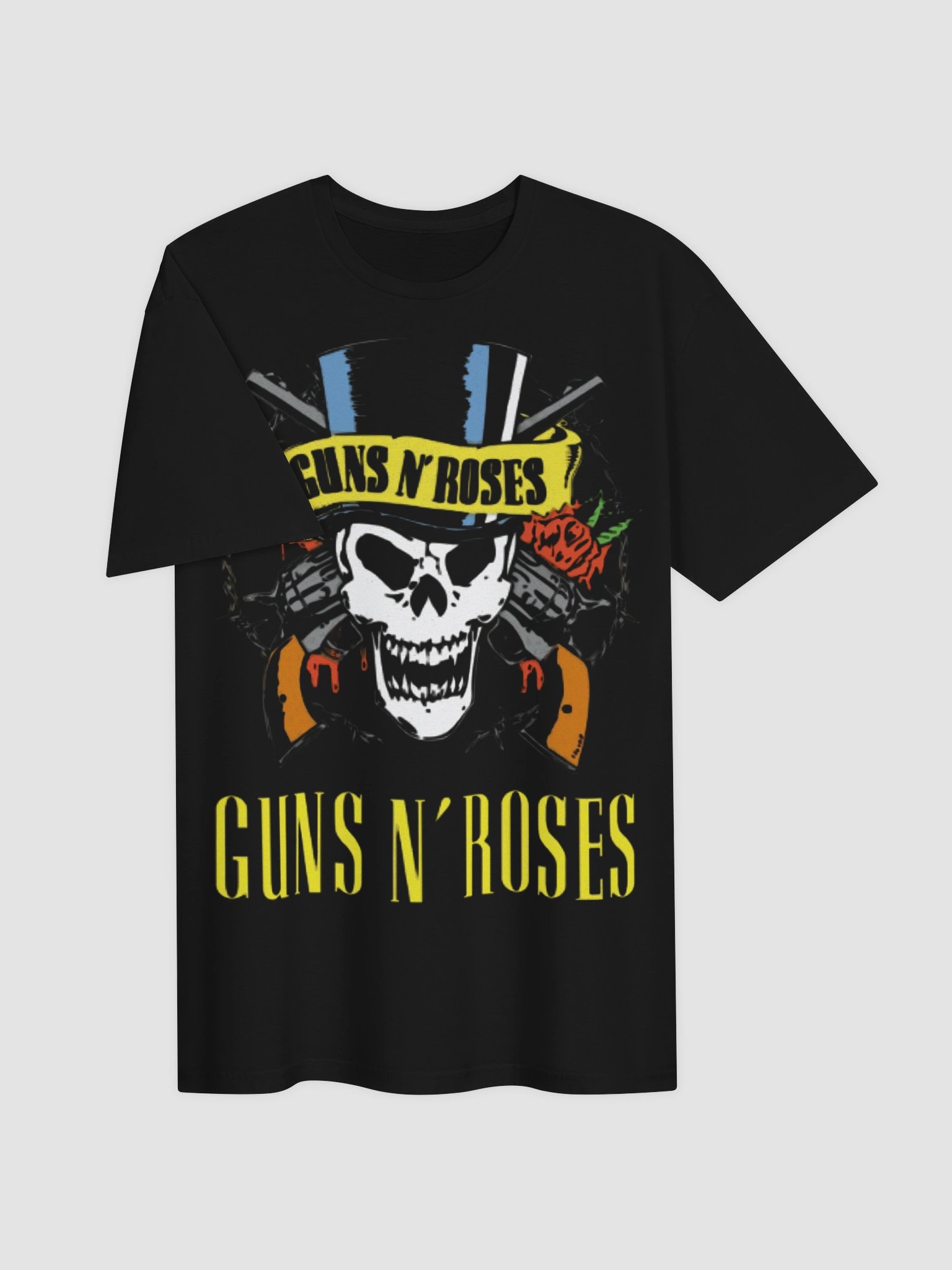 Guns N' Roses Skull Top Hat T-Shirt | Use Your Illusion Crossed Guns Graphic Tee | 90s Classic Hard Rock Band Shirt product image (3)