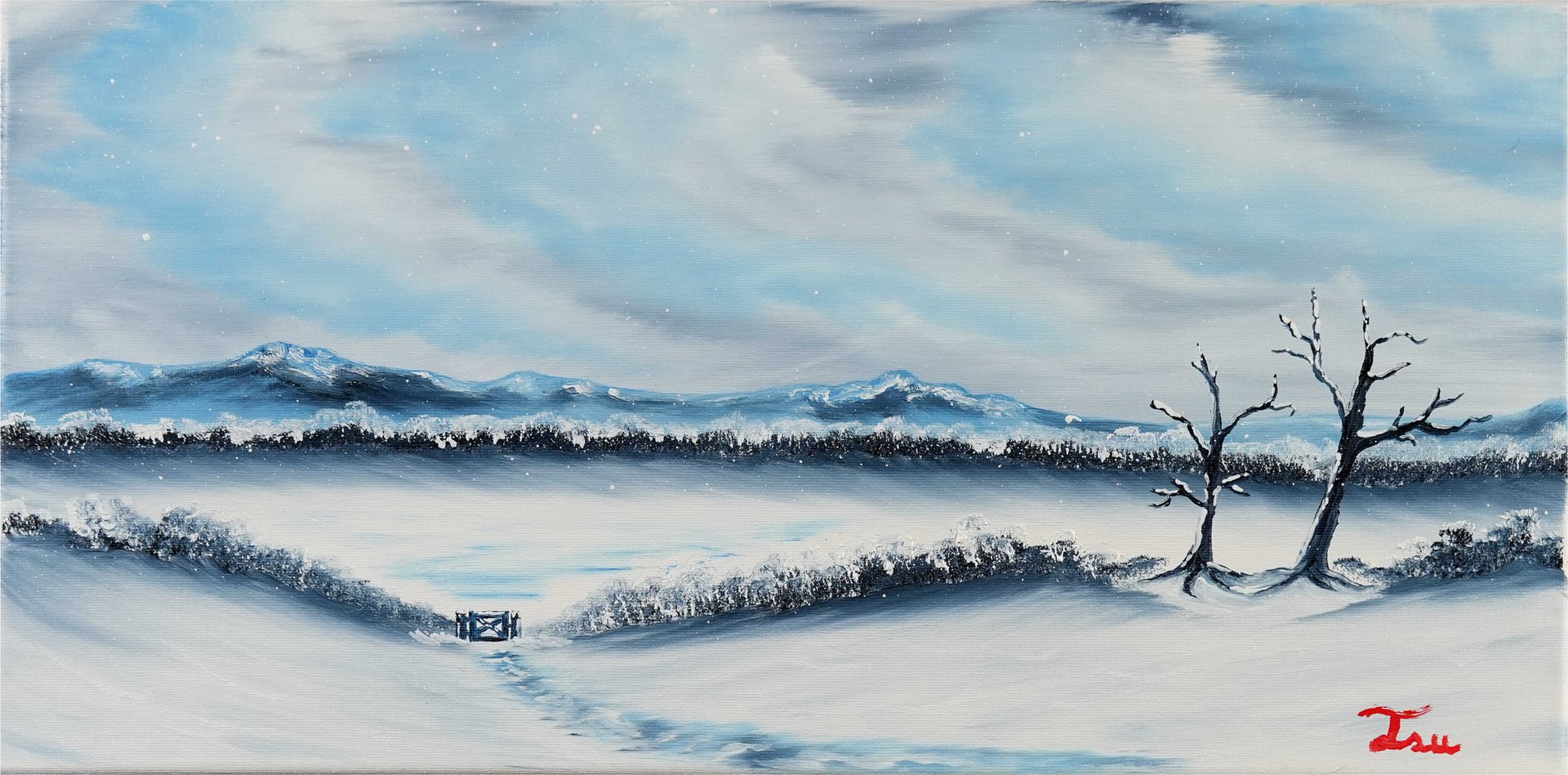 The Snow Covered Gate (Original) 10x20 Canvas product image (1)