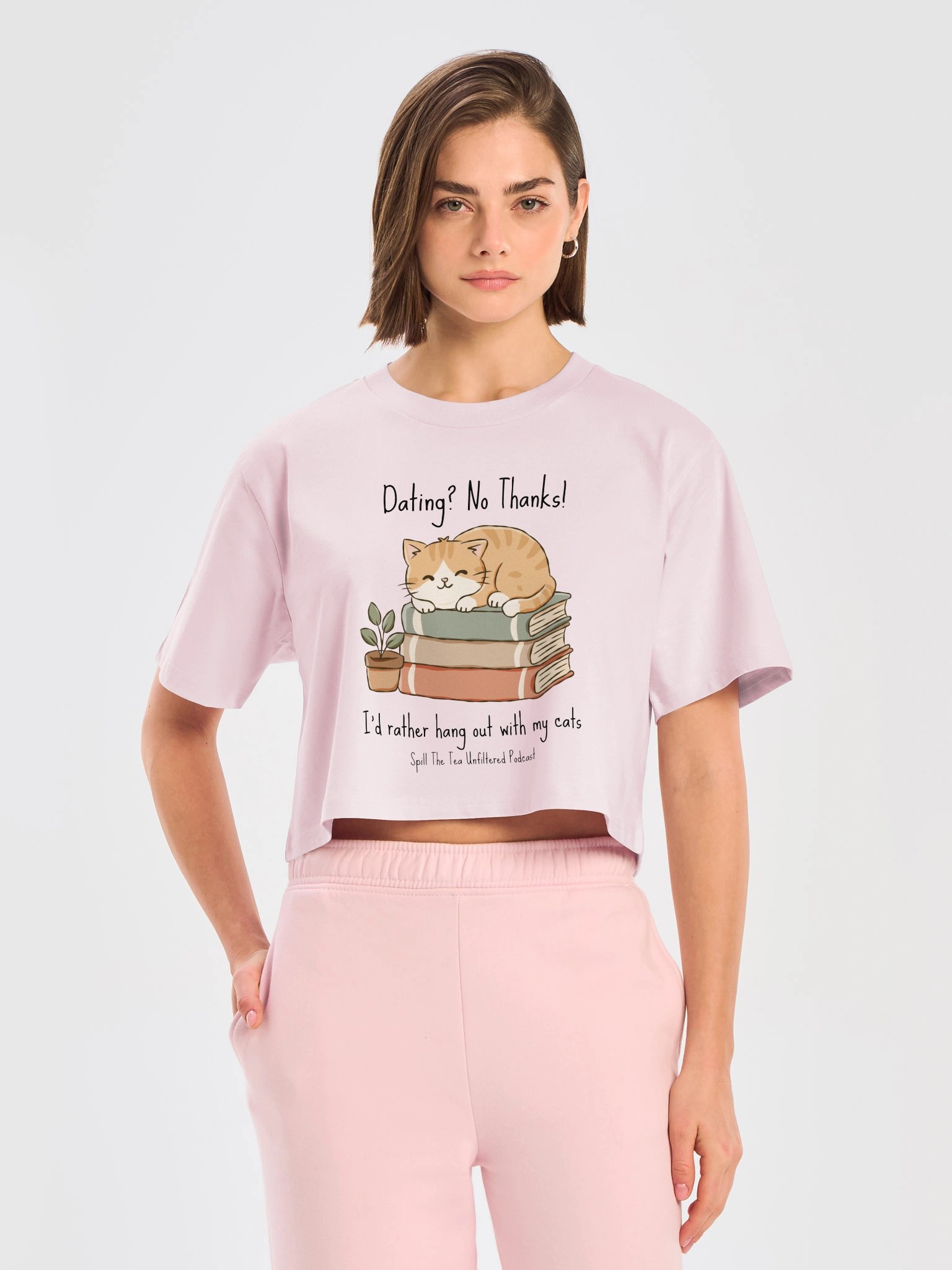 Dating? No Thanks Cat Lover Crop Tee product image (13)