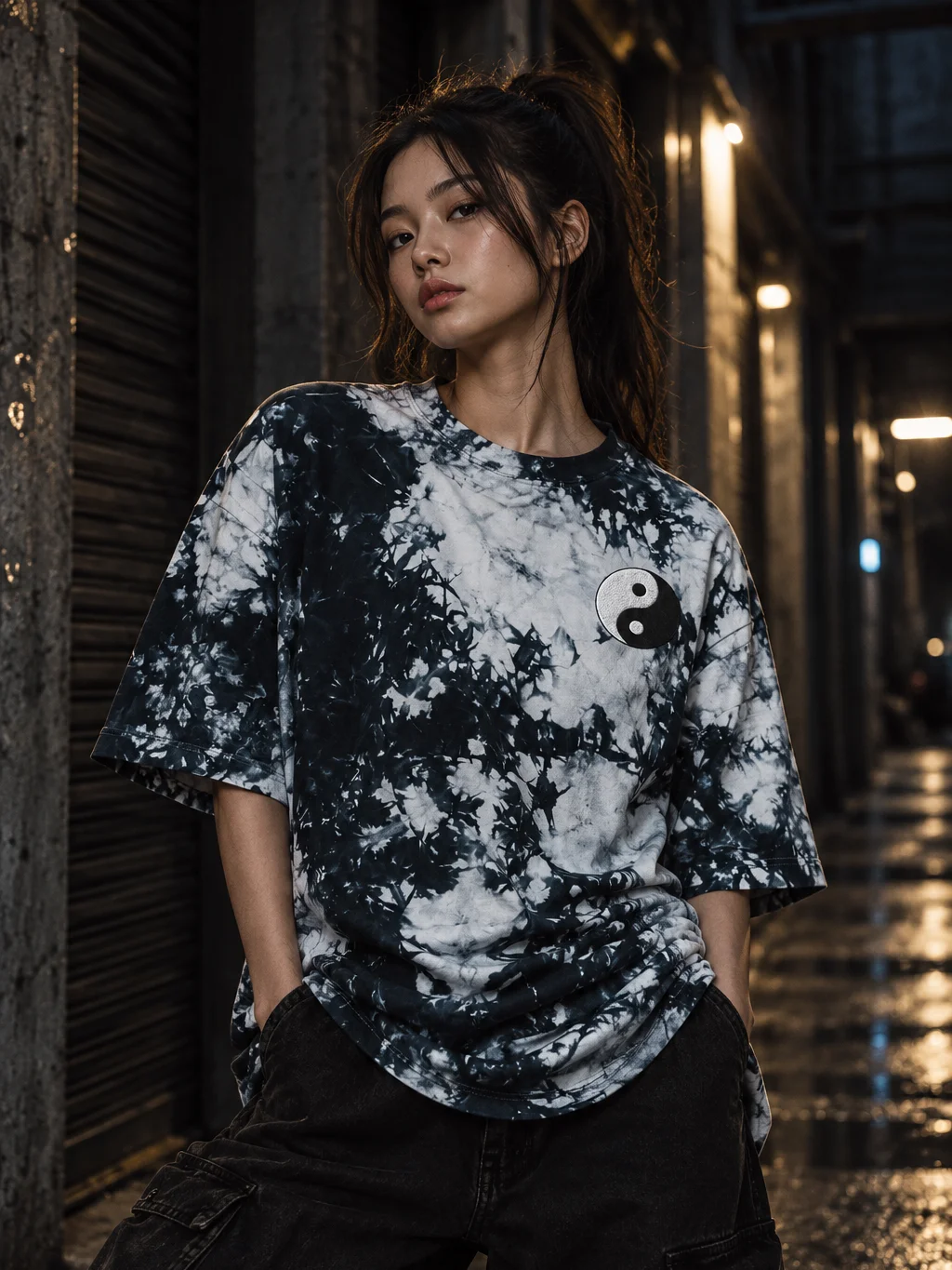 Embroidered Yin Yang Oversized Tie-Dye T-Shirt | Shaka Wear Heavyweight Tee product image (2)