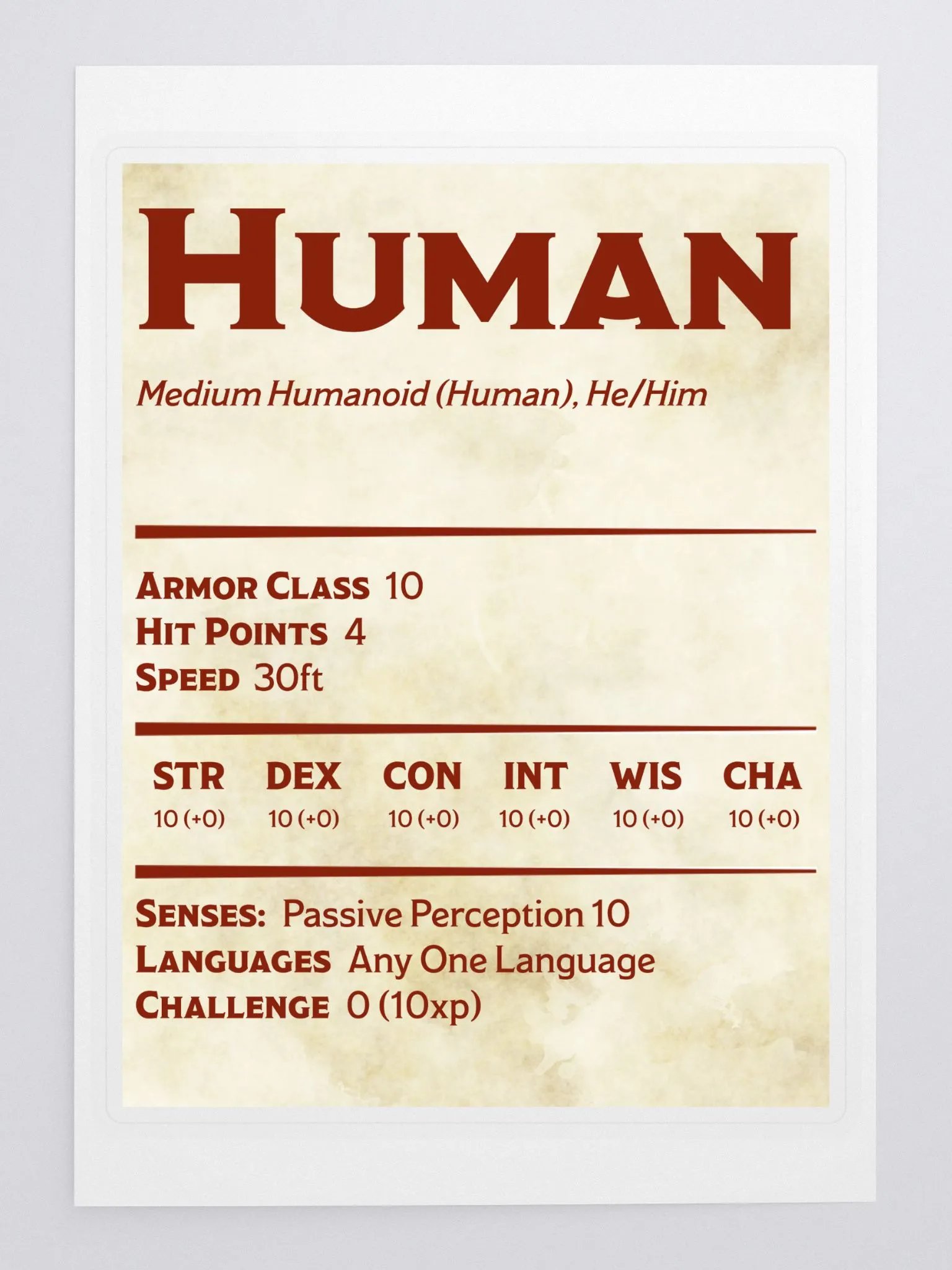 Human Statblock - He/him product image (3)