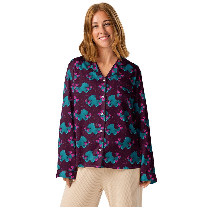Octopus and Hearts Ladies Long Sleeve Pajama Top product image (1)