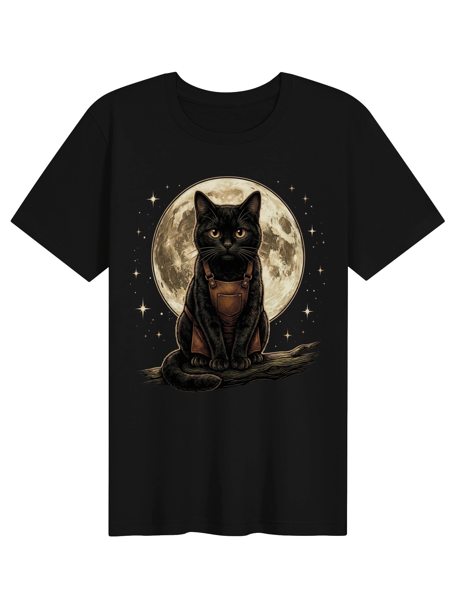 Midnight Cat Vintage Graphic Tee - Full Moon Black Cat Shirt product image (1)