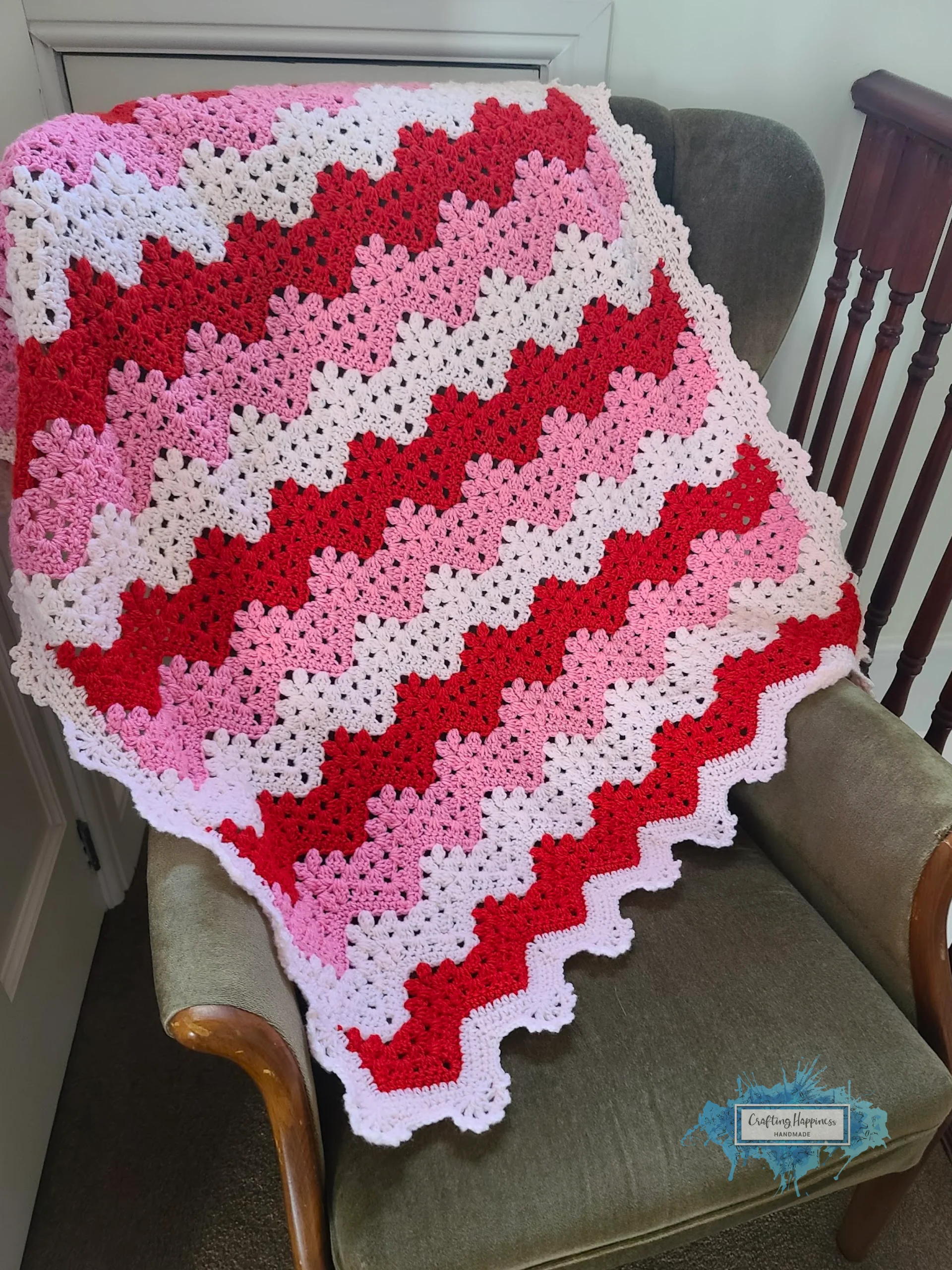 Strawberry Ripple Crochet Baby Blanket Pattern | Granny Wave (PDF Pattern) product image (5)