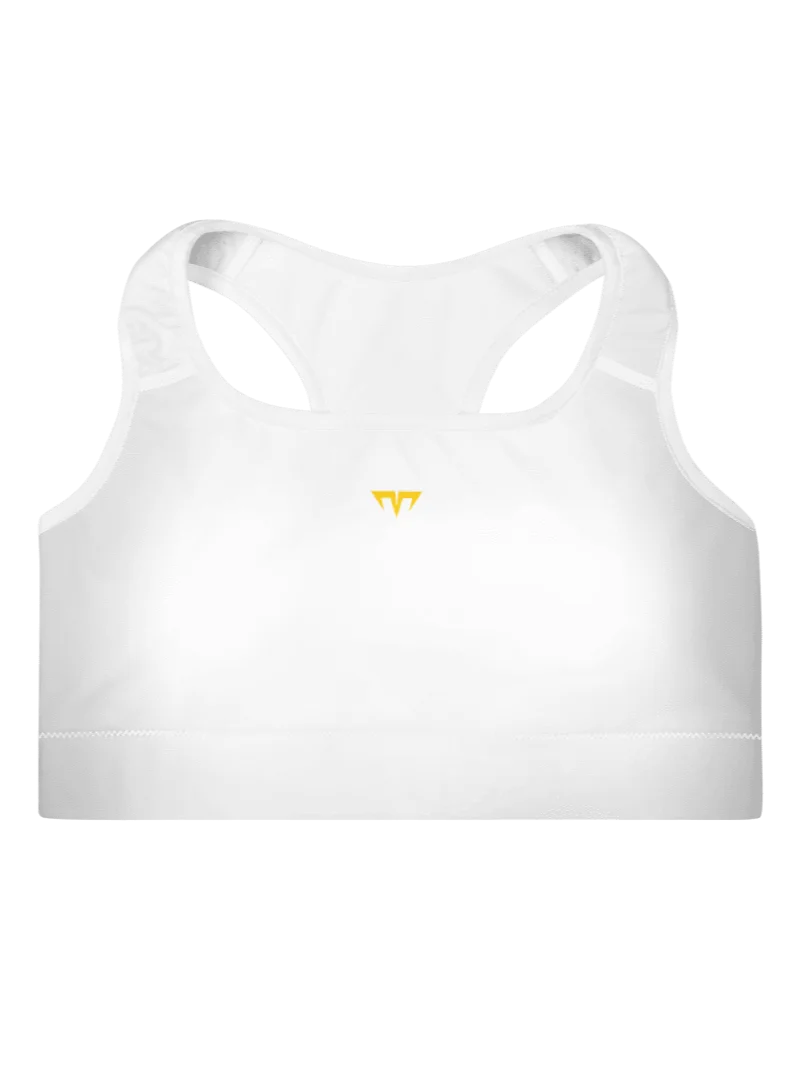 Women's Activewear - Padded Sports Bra White - Printed Gold Logo product image (1)