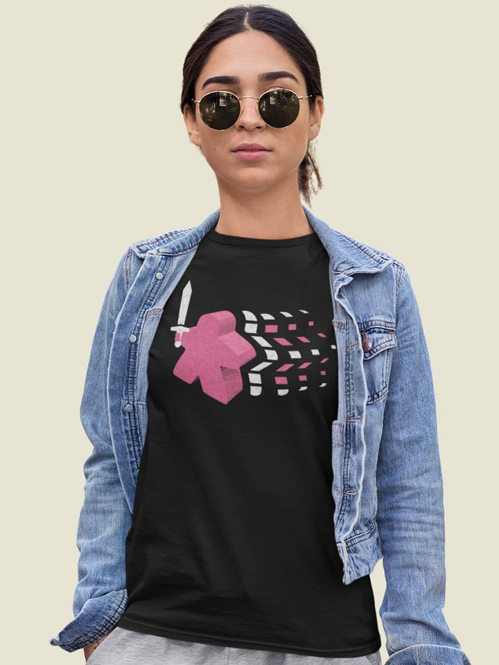 Vaporwave Meeple Shirt, Board Gamer T-shirt, Pink product image (1)