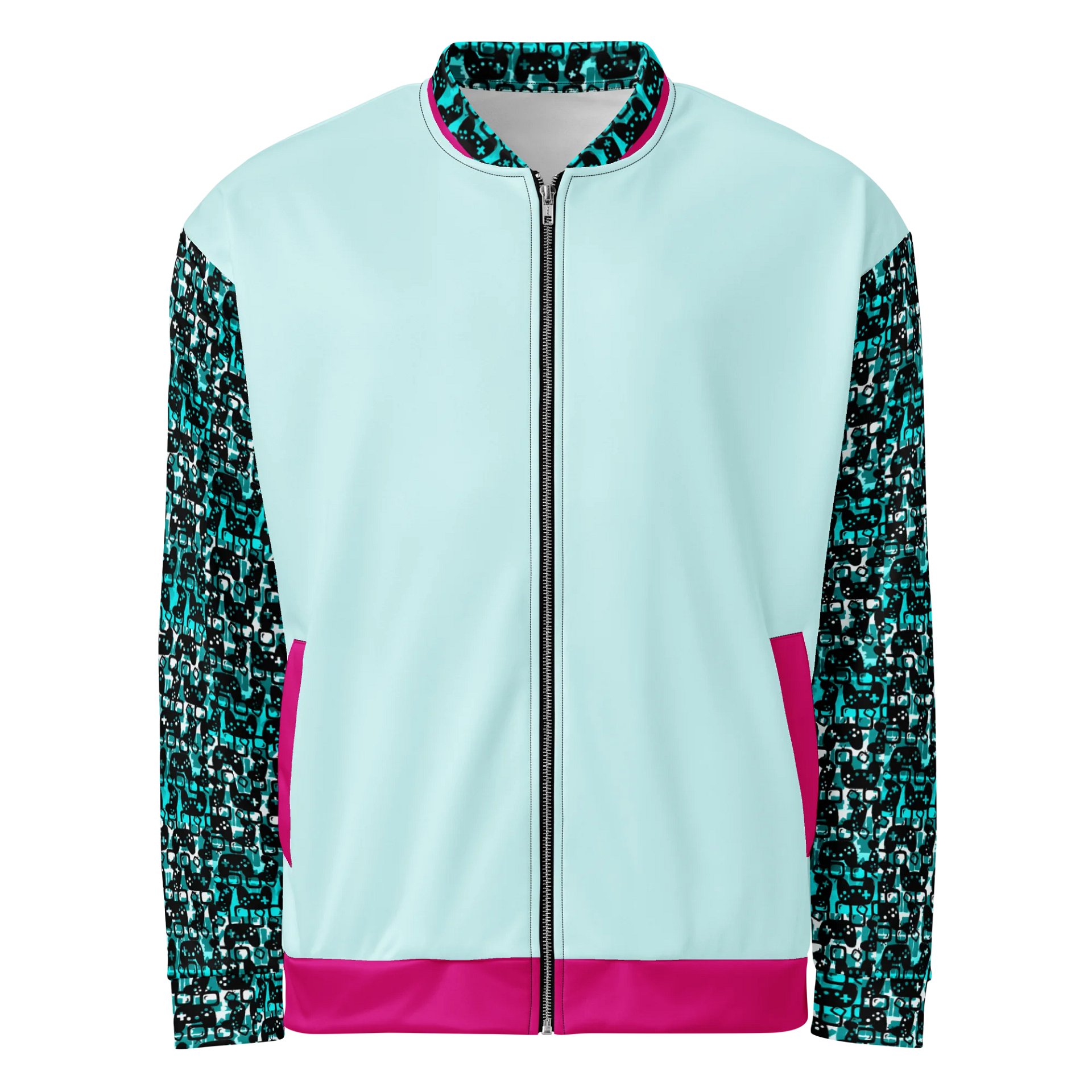 Experience Stories Unisex Bomber Jacket (Teal, Pink, and Black) product image (2)