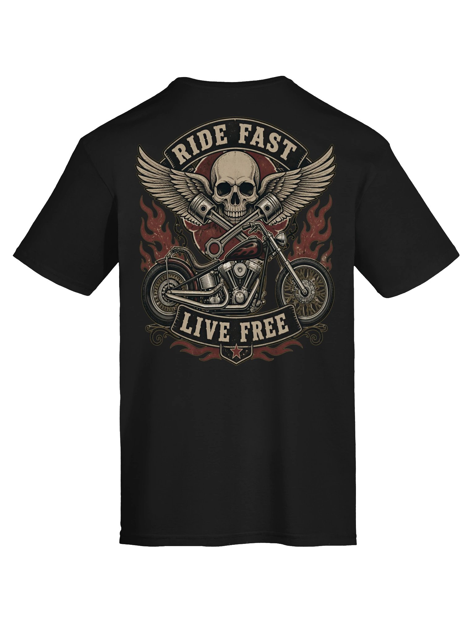 Ride Fast Live Free Biker Skull Tee product image (7)