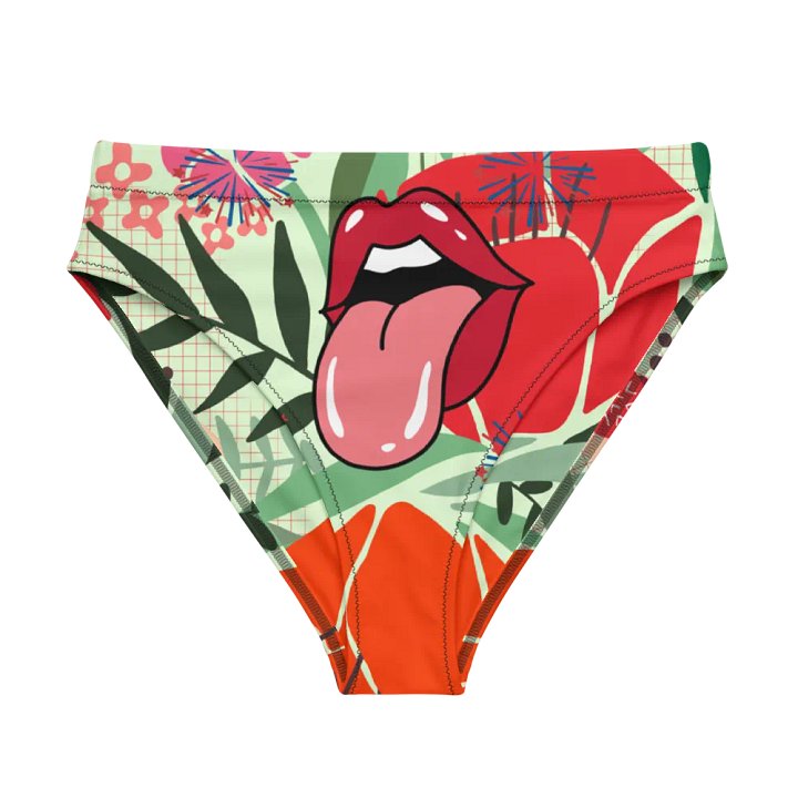 Print Recycled High-Waisted Bikini Bottom – Sustainable, Stylish & Flattering! ♻👙 product image (1)