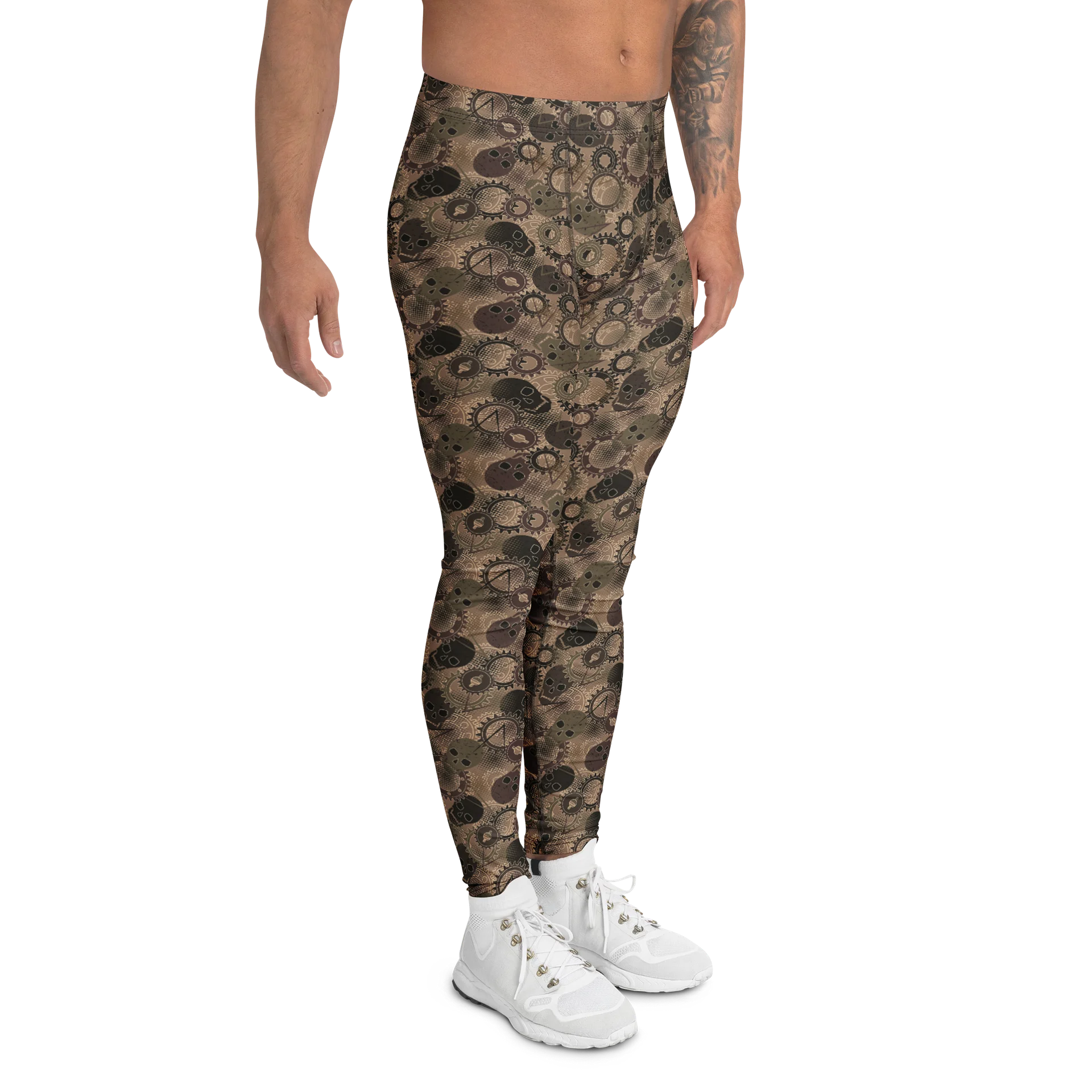 Comfortable Men’s Leggings with Camo Gears Skulls product image (3)