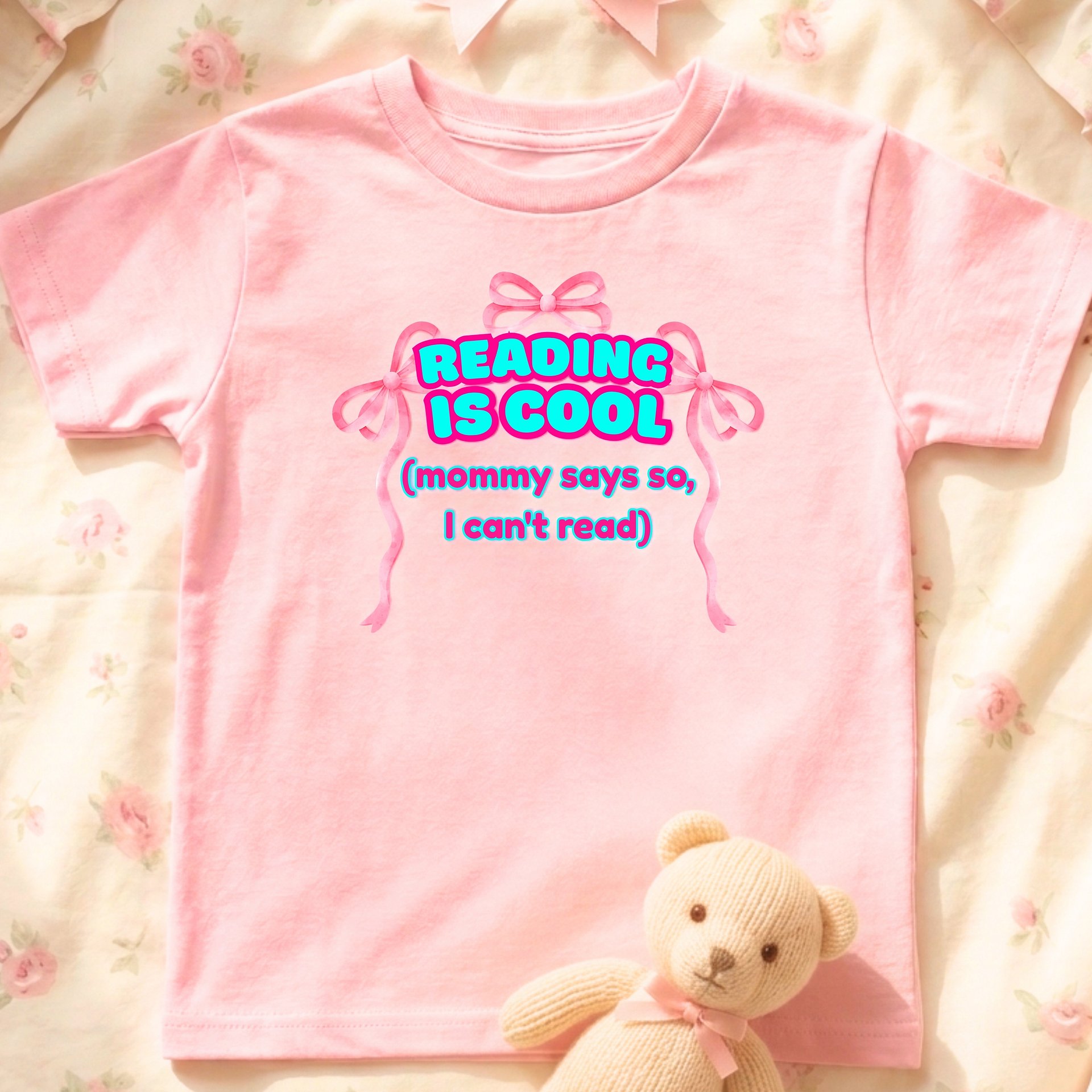 READING IS COOL (mommy says so, I can't read)🩷Super Soft🪽T-shirt🩷 product image (1)