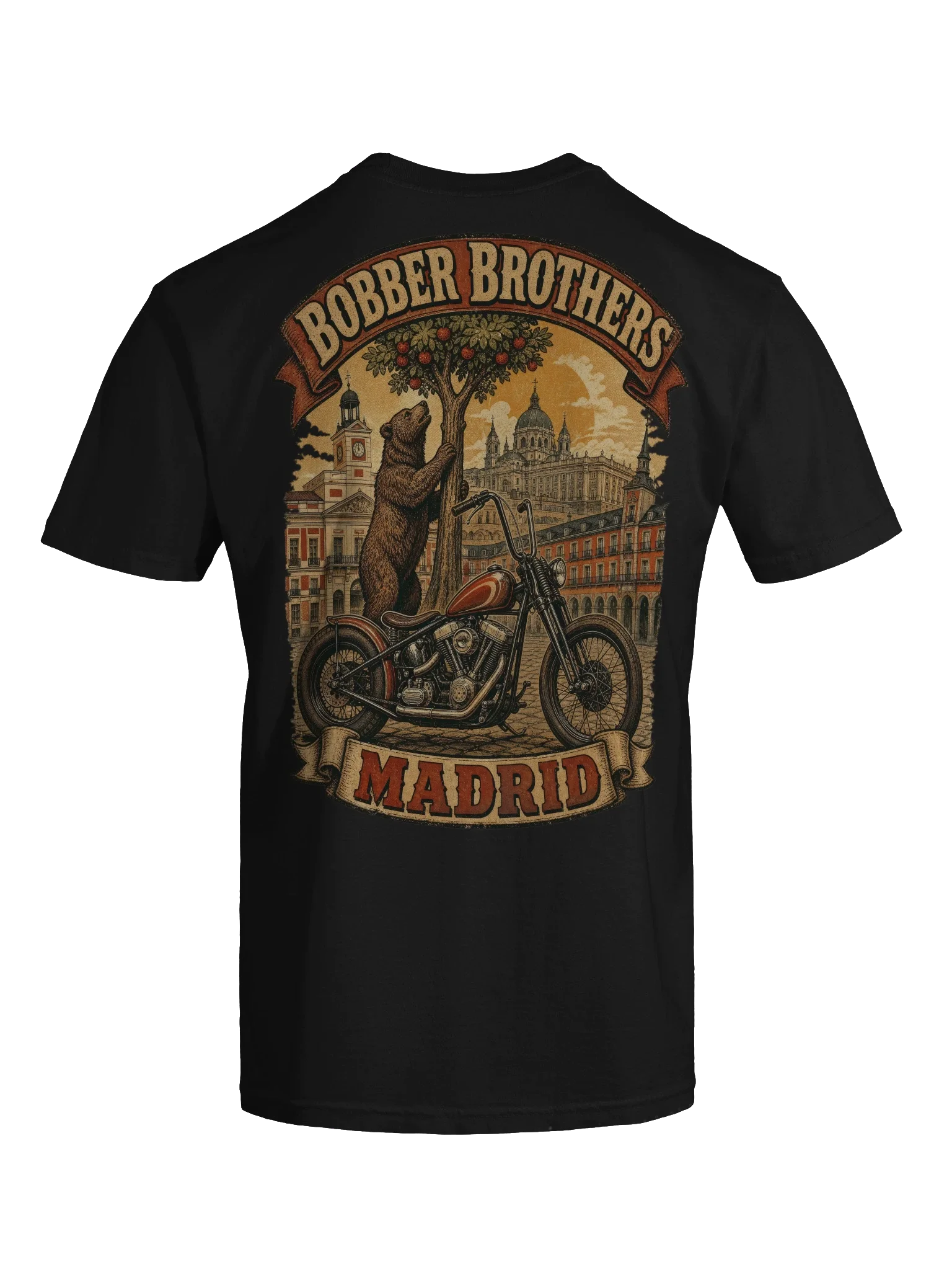 Madrid motorcycle t-shirt design by Bobber Brothers