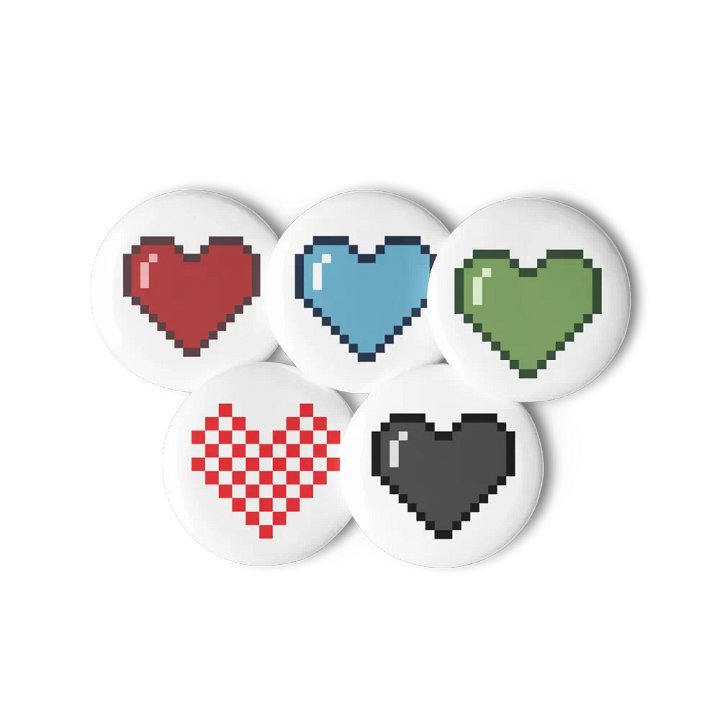 Pixel Heart Pin Button Set – Cute Gamer Pins for Backpacks, Jackets, Retro Aesthetic Gifts product image (2)