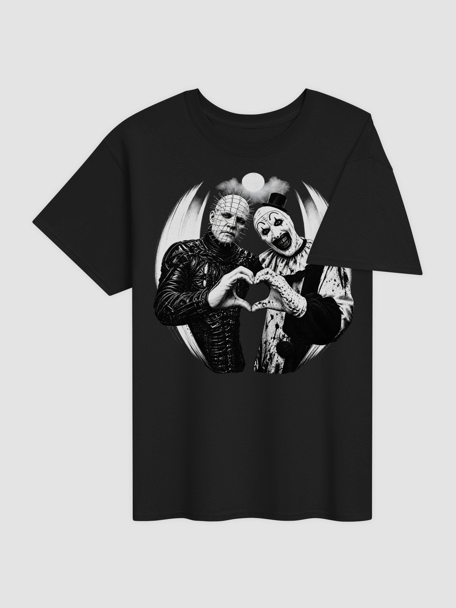 Art the Clown and Pinhead Heart Shirt - Terrifier Hellraiser Horror Tee product image (3)