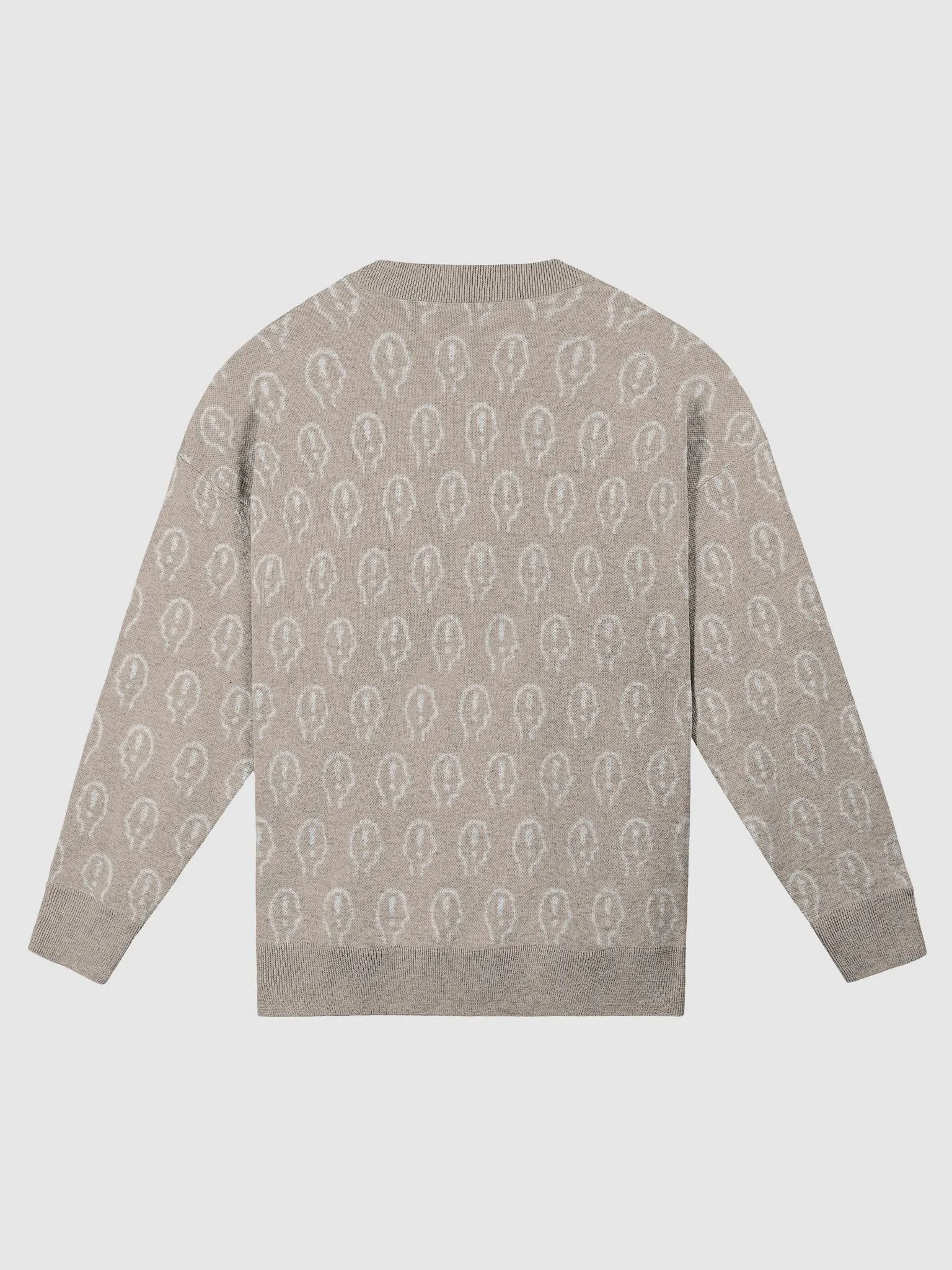 EXCLAIMING MENTALLY (repeating design, duotone tan) relaxed knitwear crewneck product image (10)